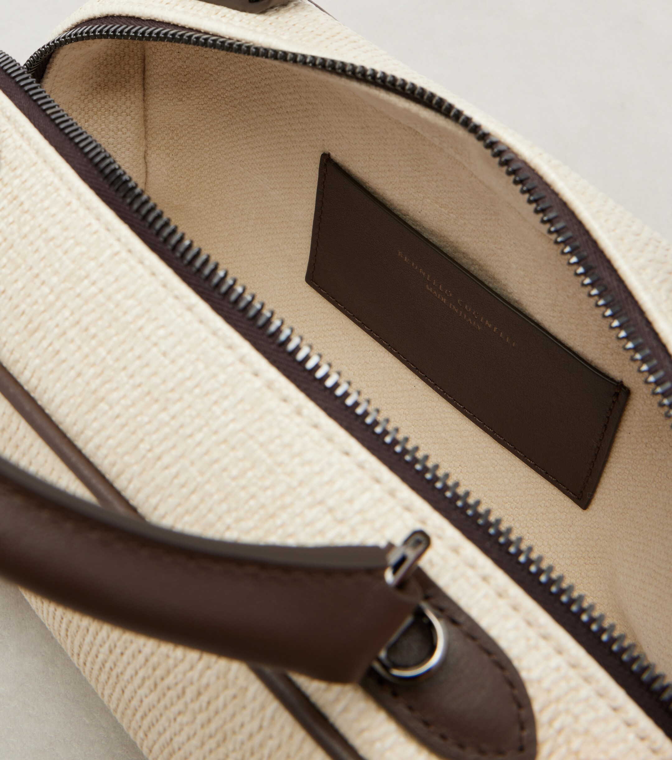 Brunello Cucinelli Leather-trimmed top-handle bag