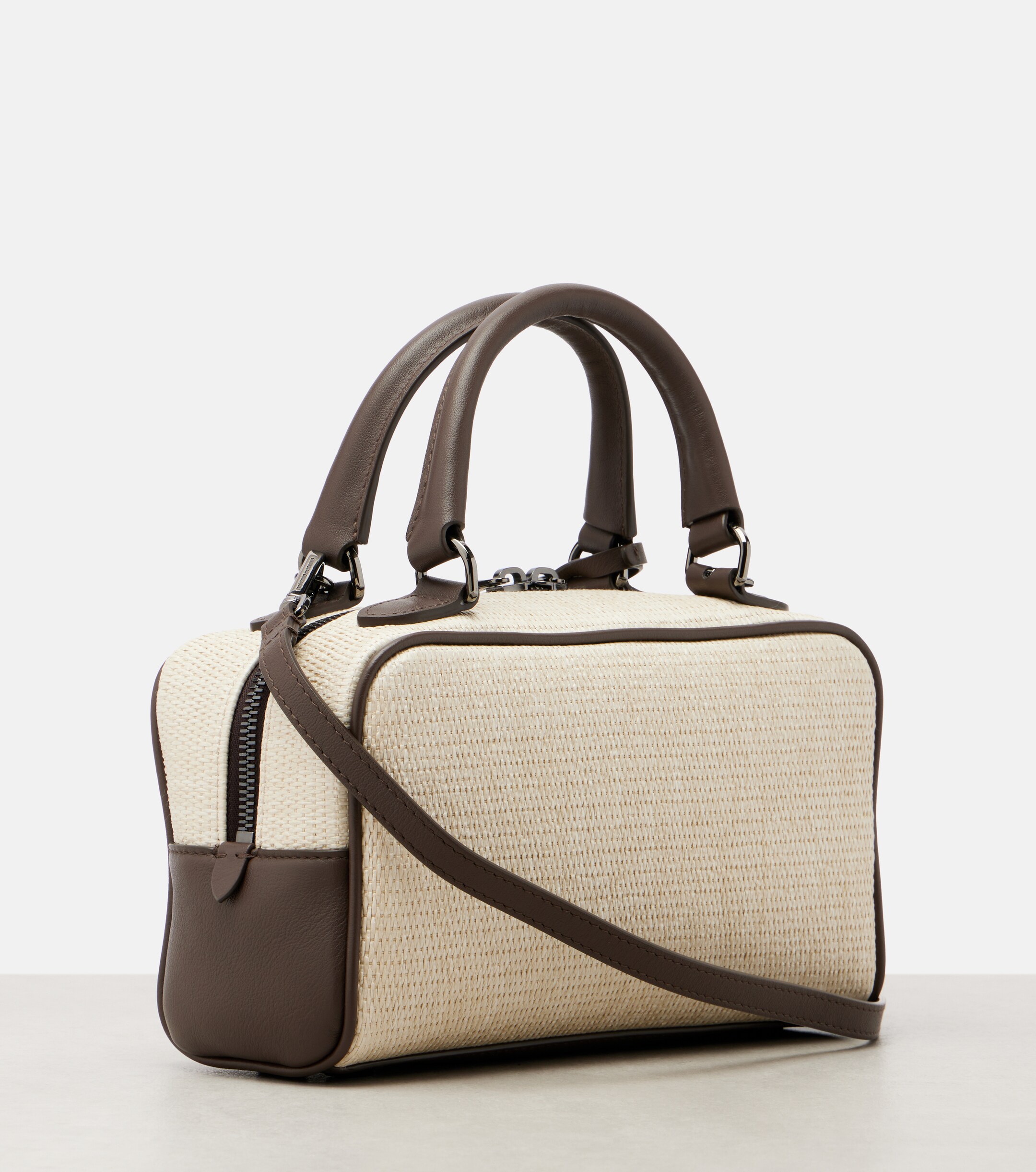 Brunello Cucinelli Leather-trimmed top-handle bag