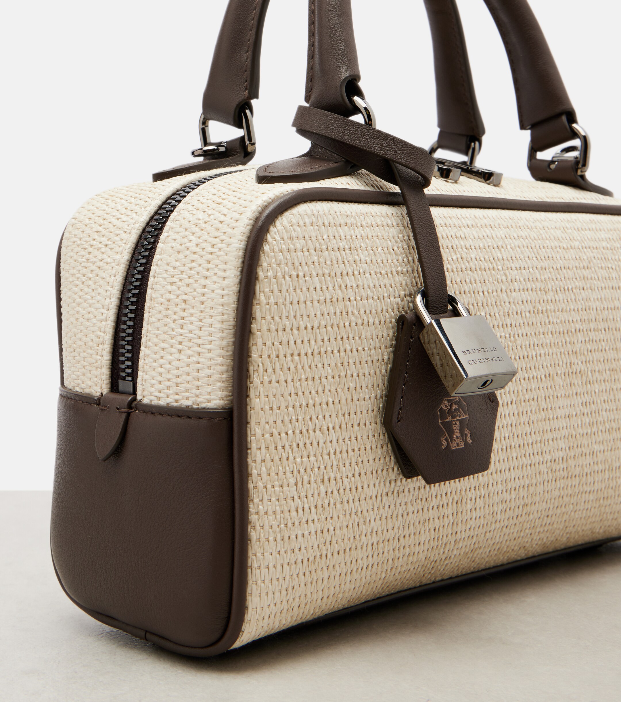 Brunello Cucinelli Leather-trimmed top-handle bag