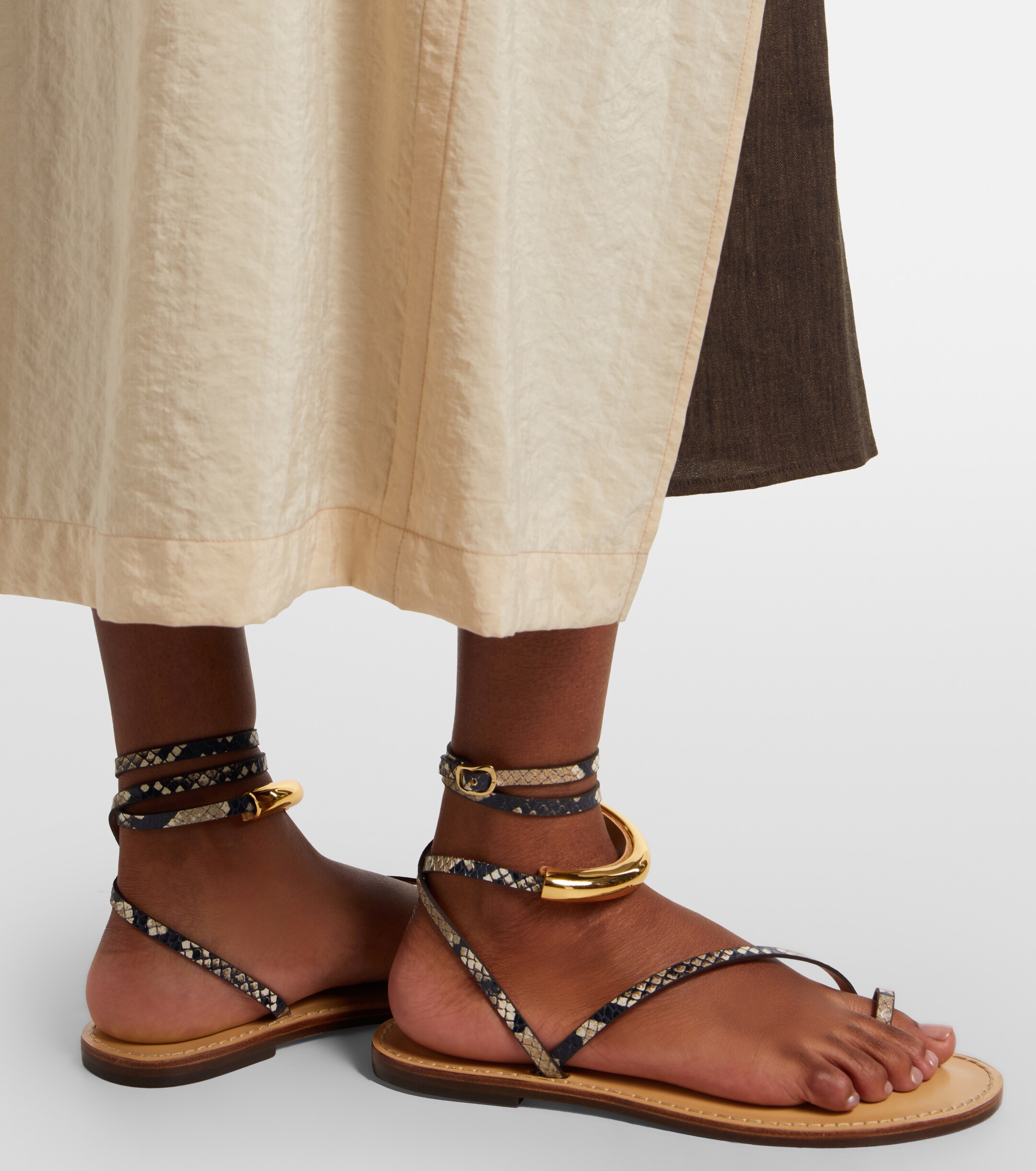AMANU Amanu Kalahari snake-effect leather sandals