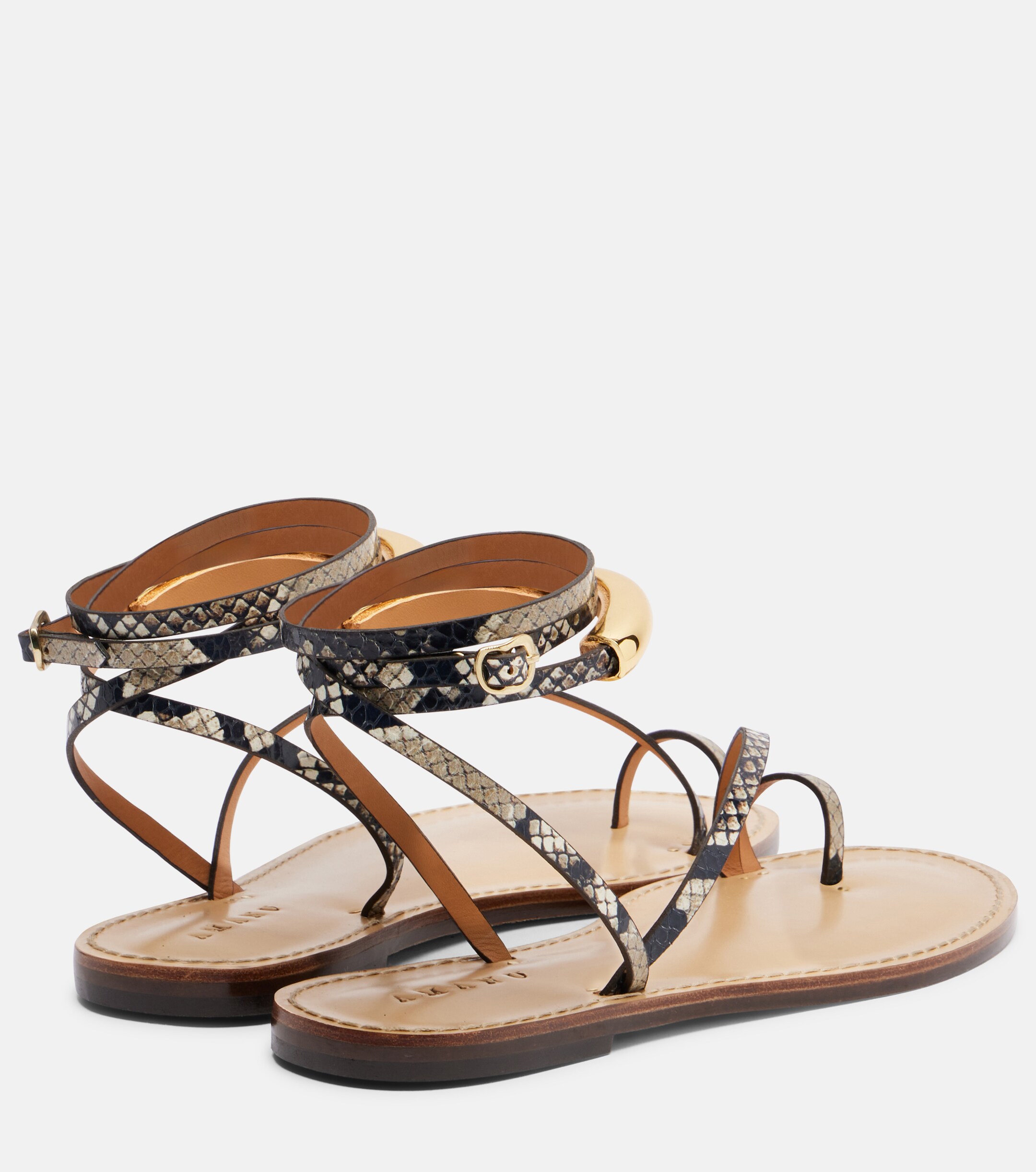 AMANU Amanu Kalahari snake-effect leather sandals