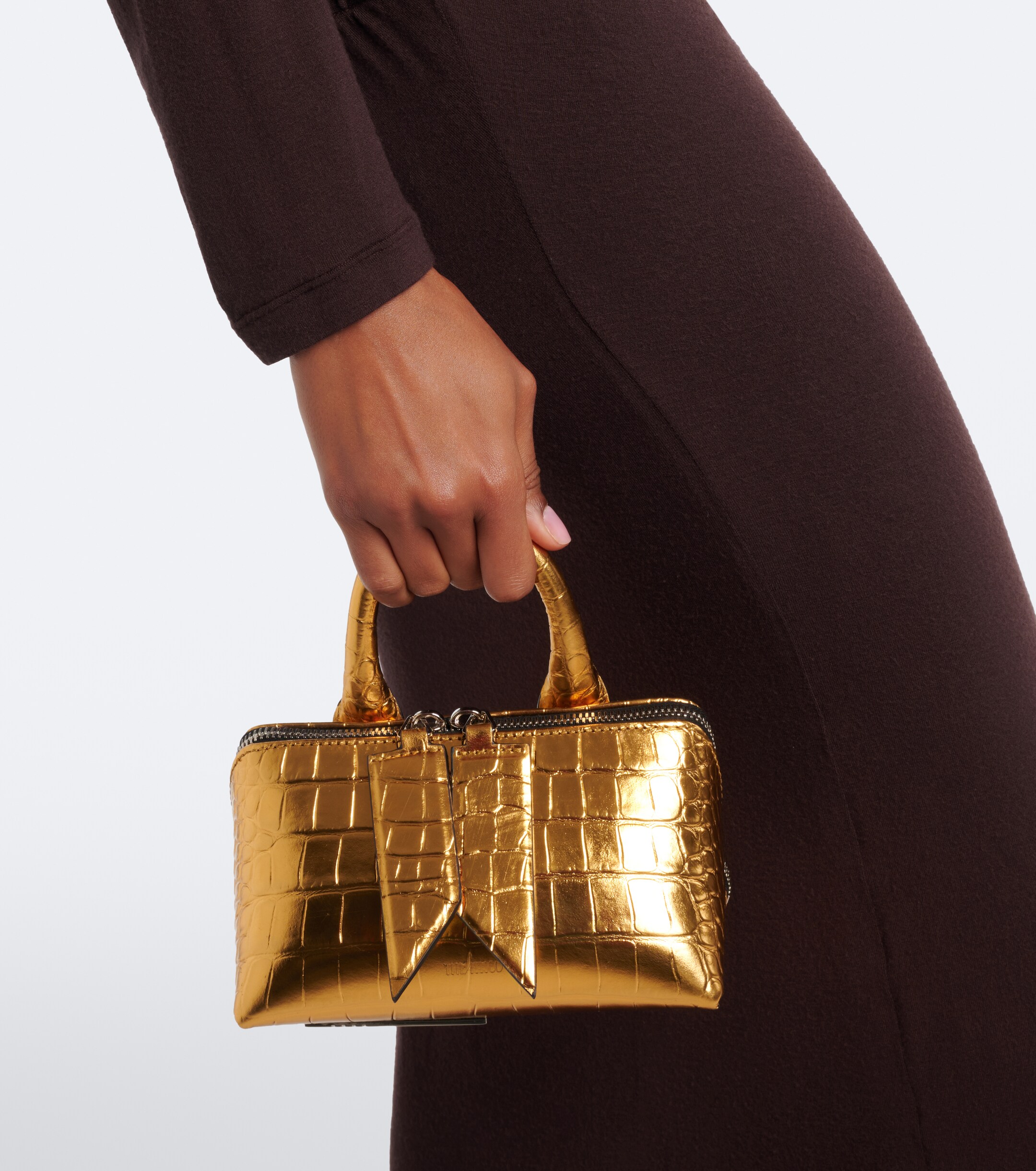 THE ATTICO Friday Mini croc-effect leather top-handle bag