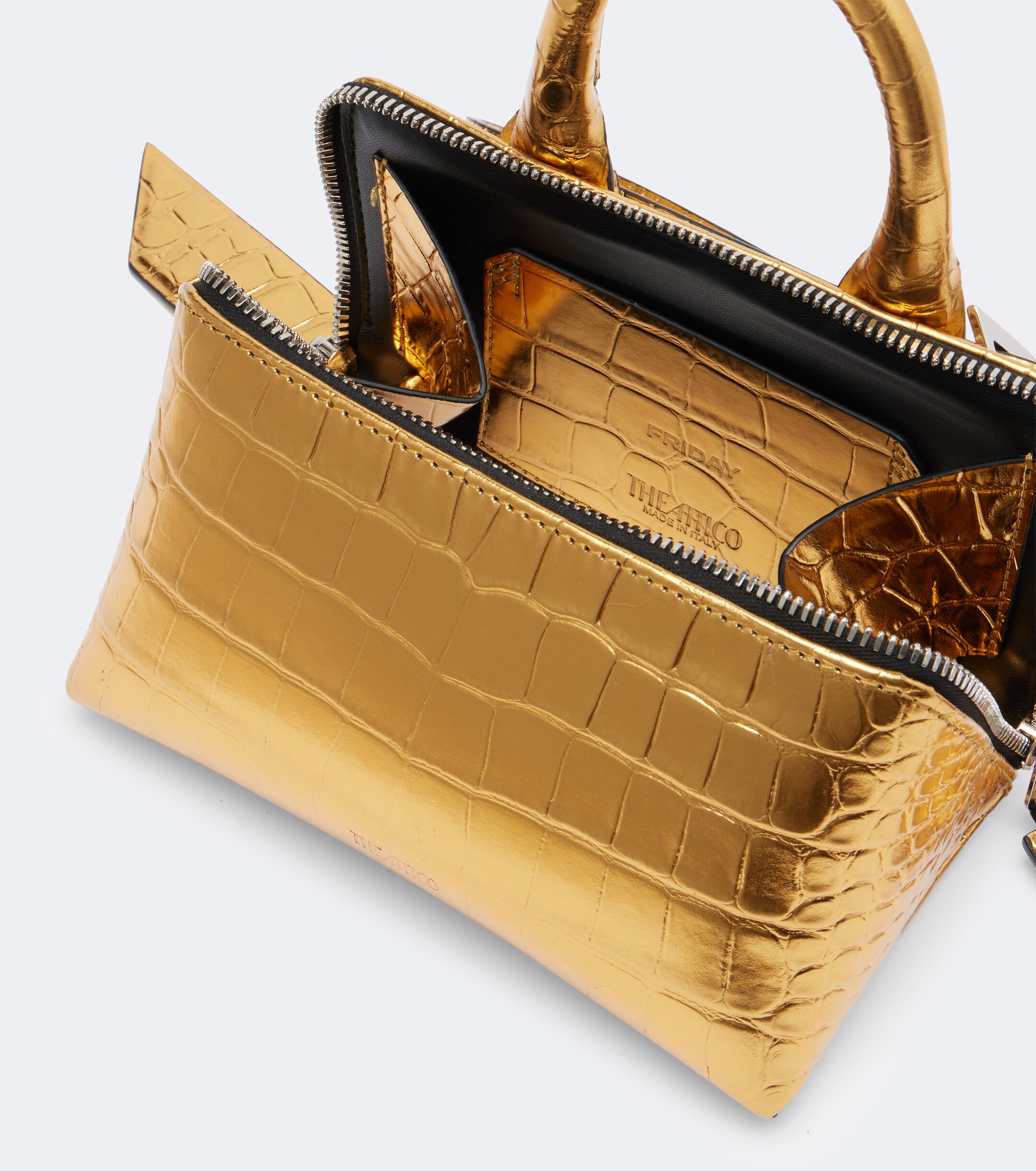 THE ATTICO Friday Mini croc-effect leather top-handle bag