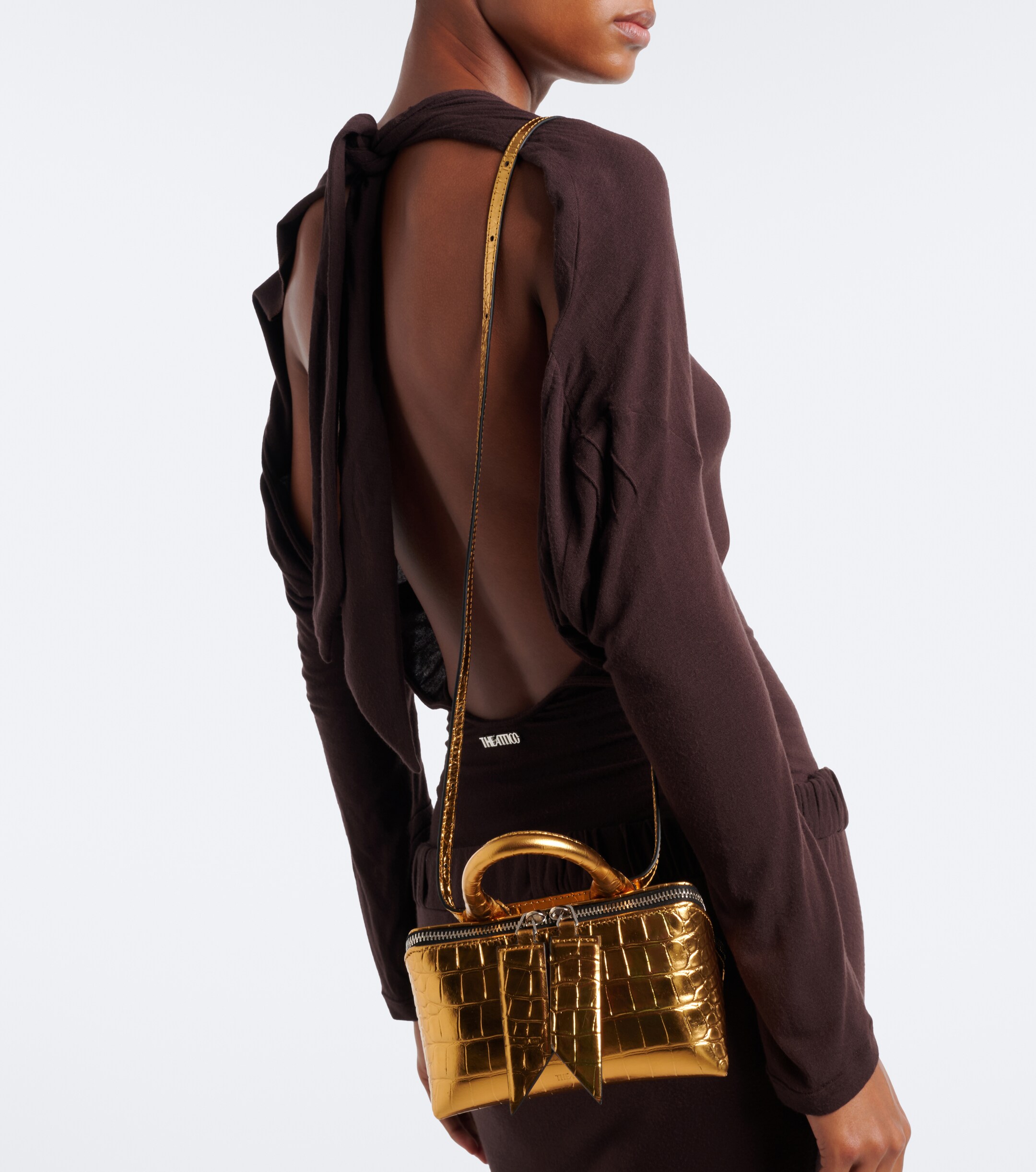 THE ATTICO Friday Mini croc-effect leather top-handle bag