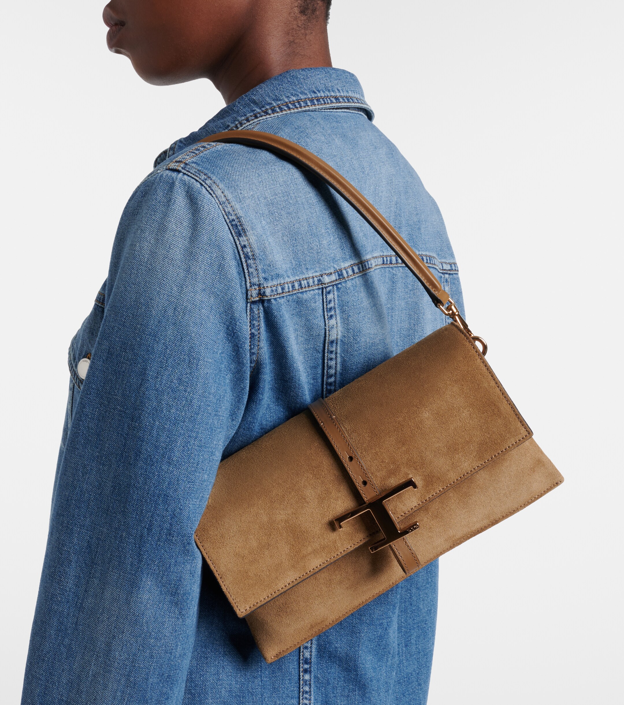 Tod's T Timeless Small suede shoulder bag