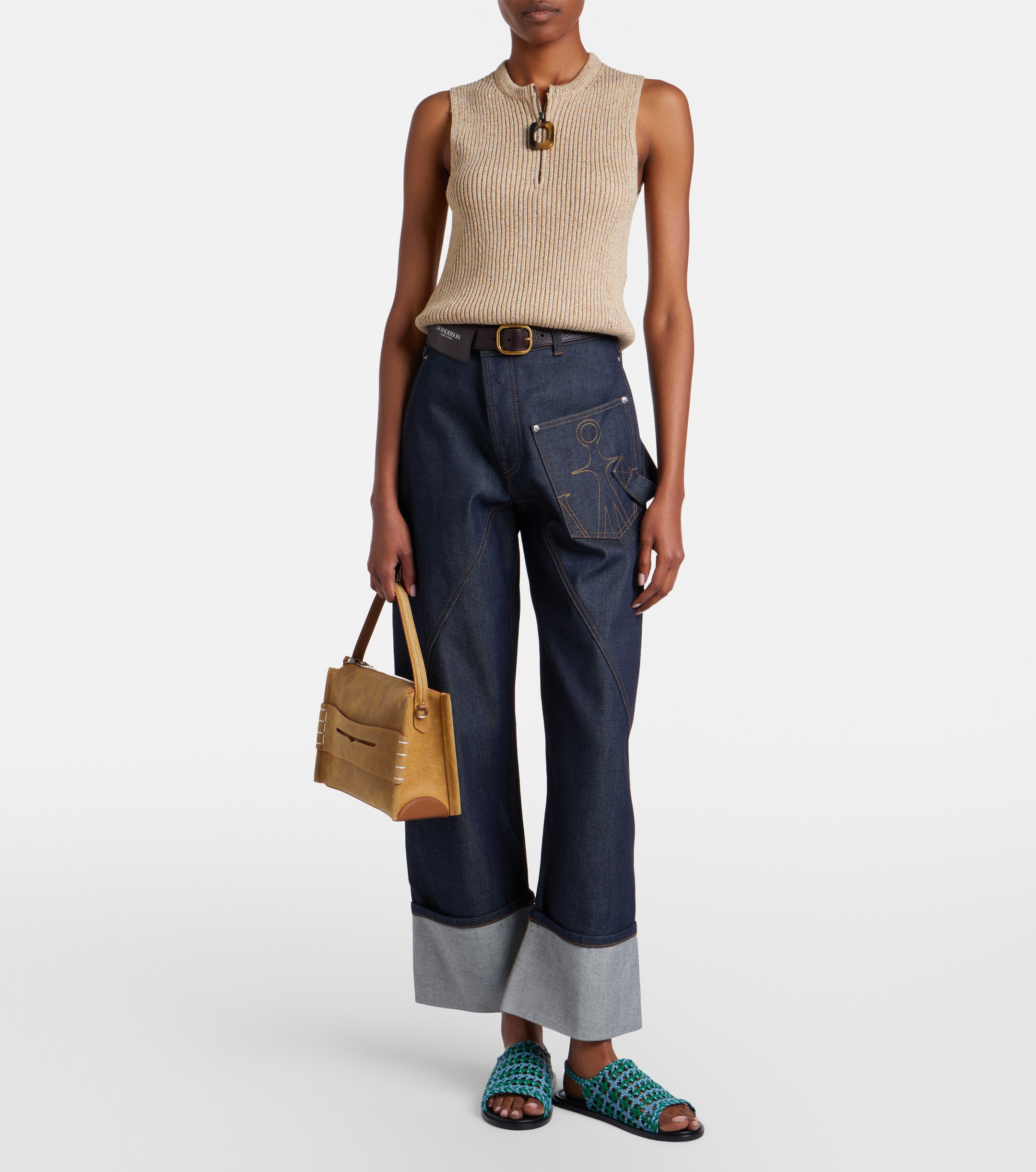 Jw Anderson JW Anderson Ribbed-knit cotton-blend tank top