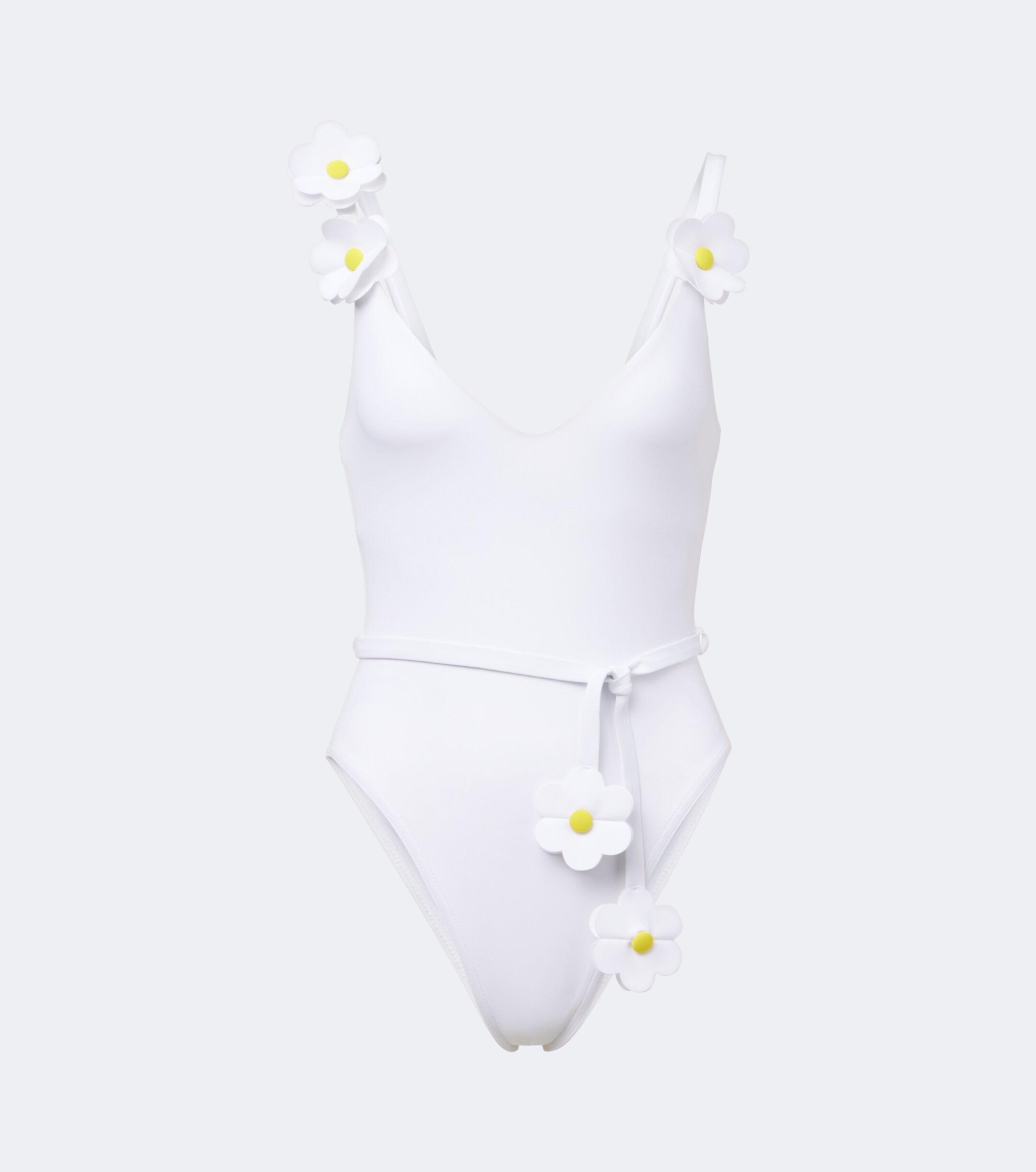 Karla Colletto Karla Colletto Juliet belted floral-appliqué swimsuit