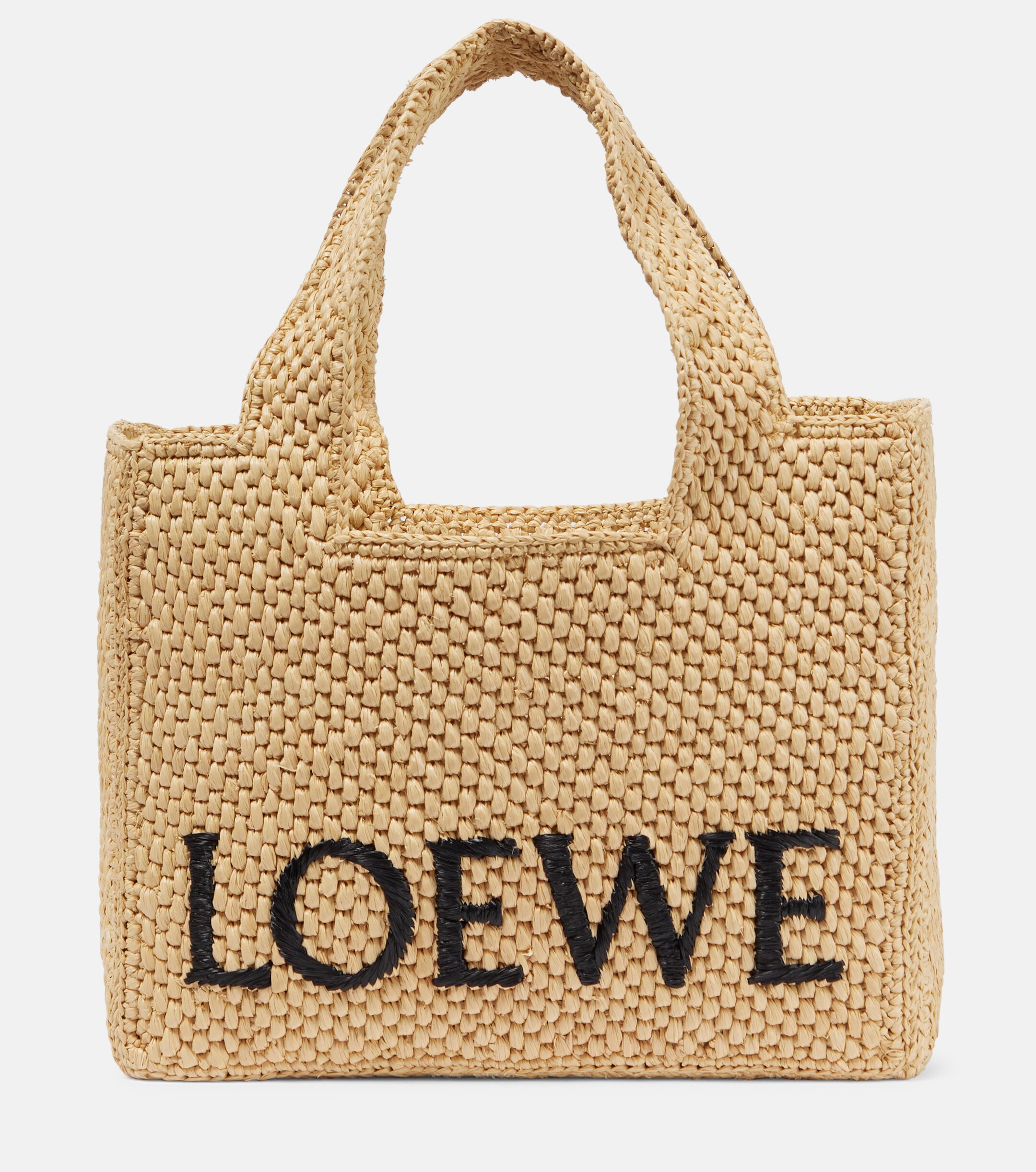 Loewe Paula's Ibiza Small logo raffia top-handle bag