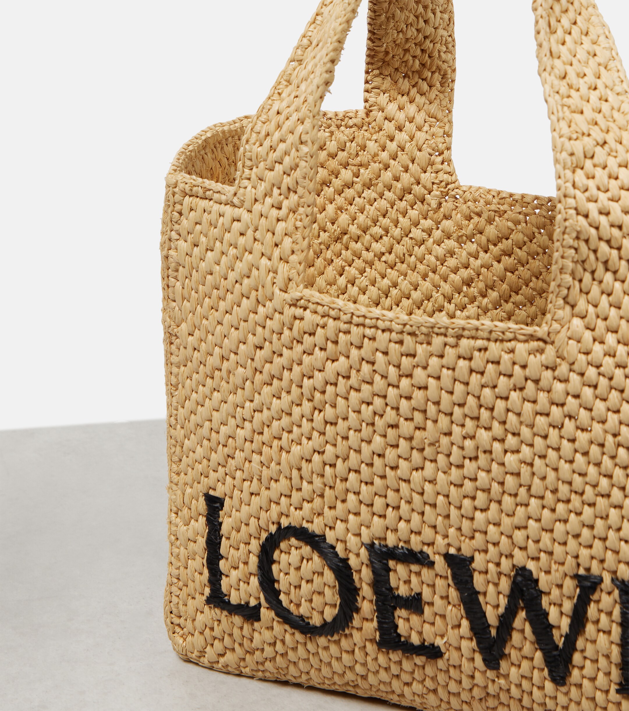 Loewe Paula's Ibiza Small logo raffia top-handle bag