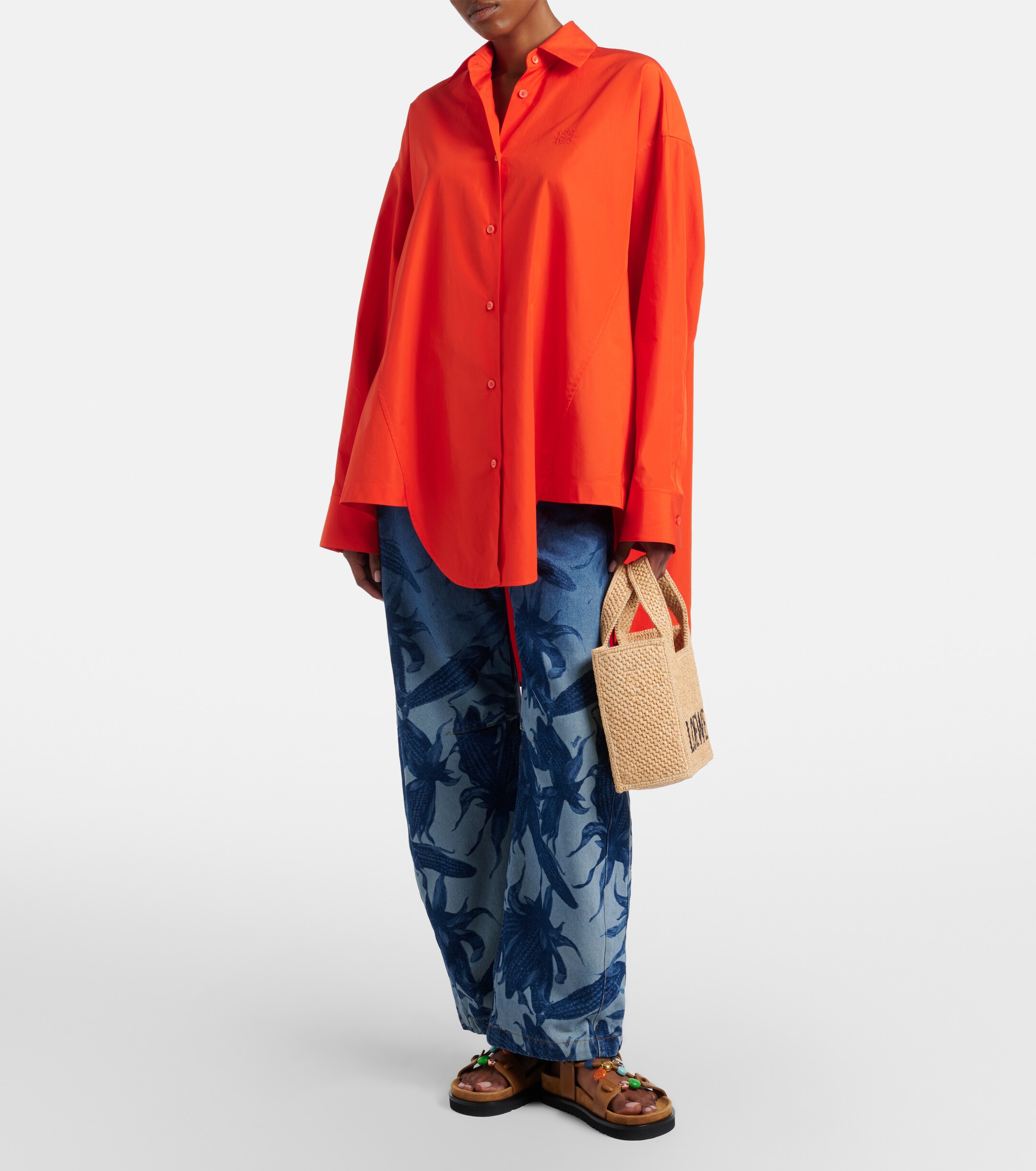 Loewe Paula's Ibiza Small logo raffia top-handle bag