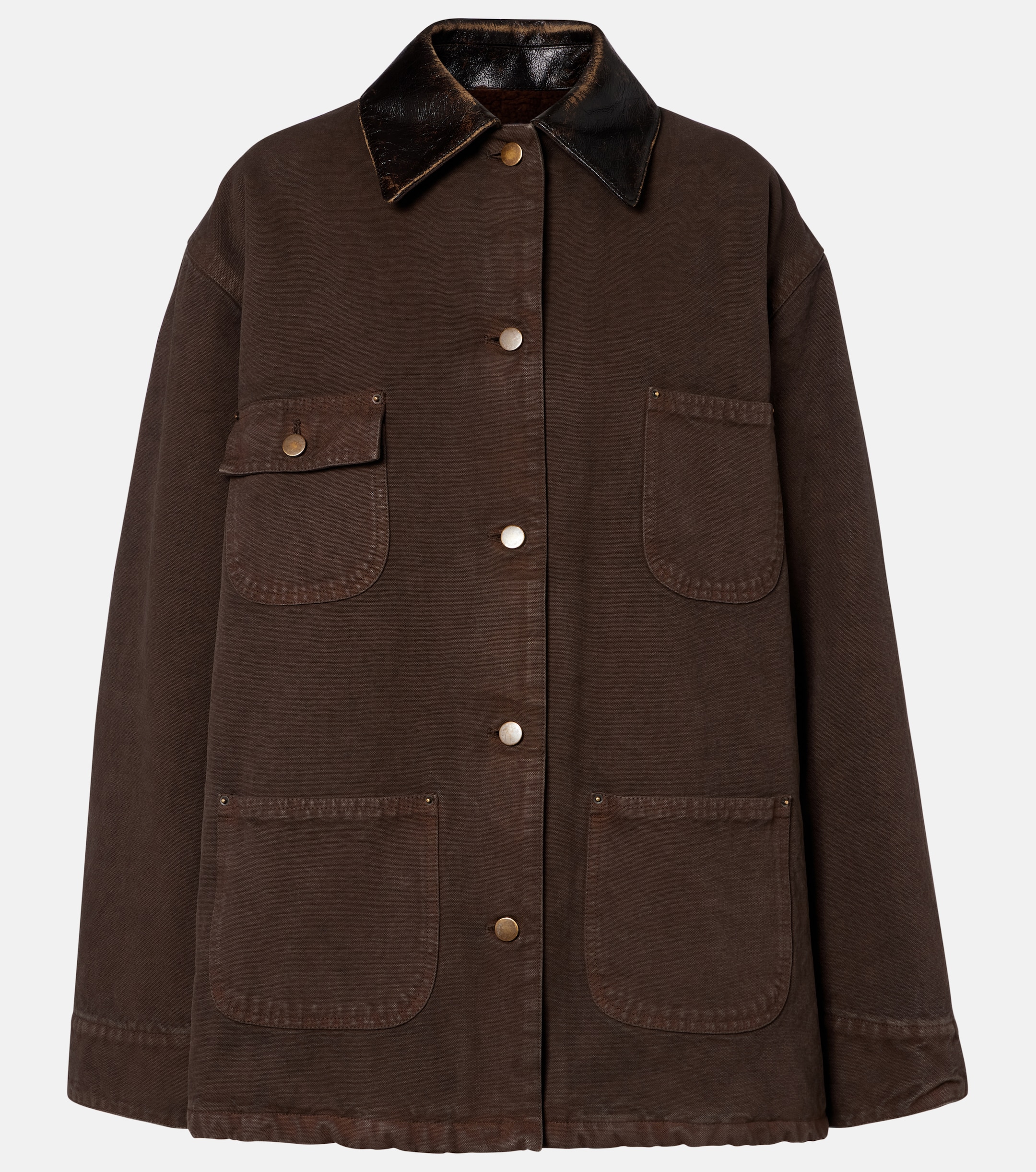 Prada Leather-trimmed cotton canvas field jacket