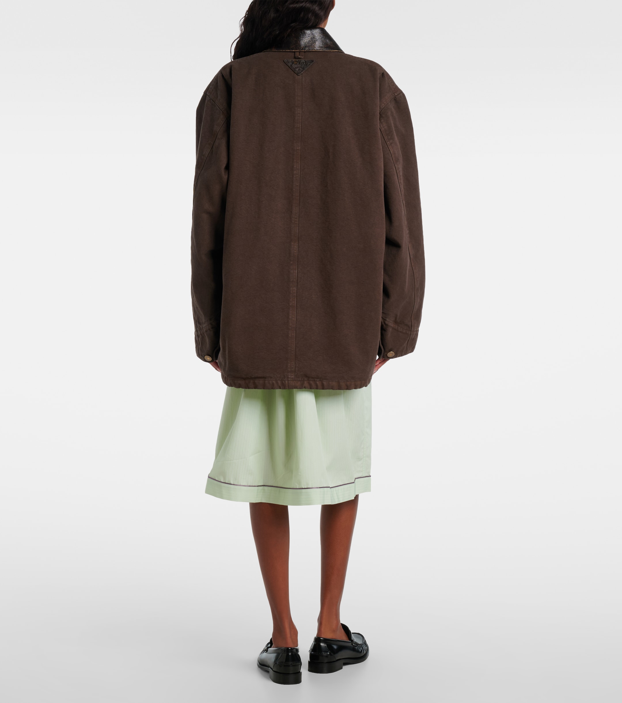 Prada Leather-trimmed cotton canvas field jacket