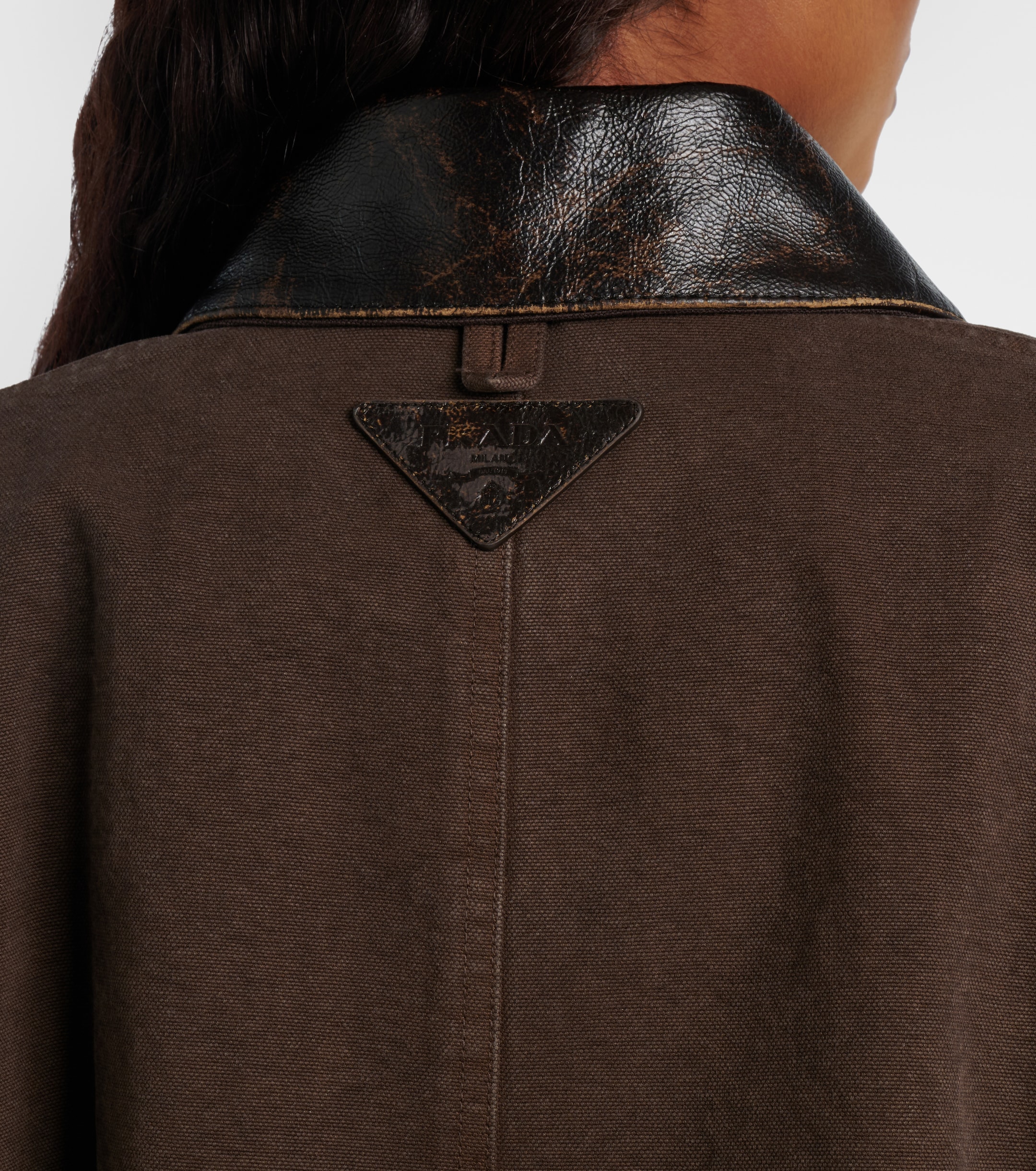 Prada Leather-trimmed cotton canvas field jacket