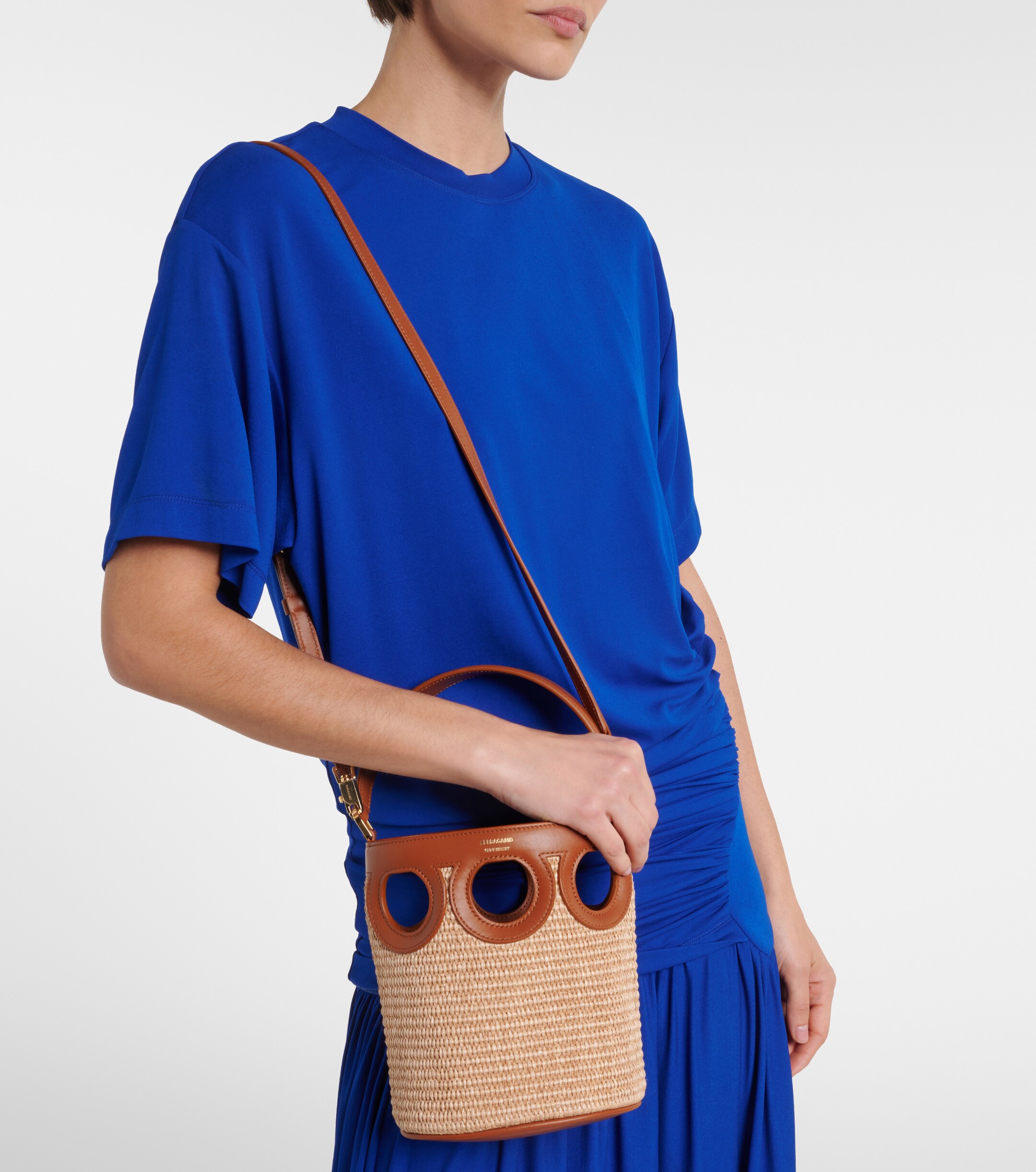 Ferragamo Gancini Small raffia bucket bag