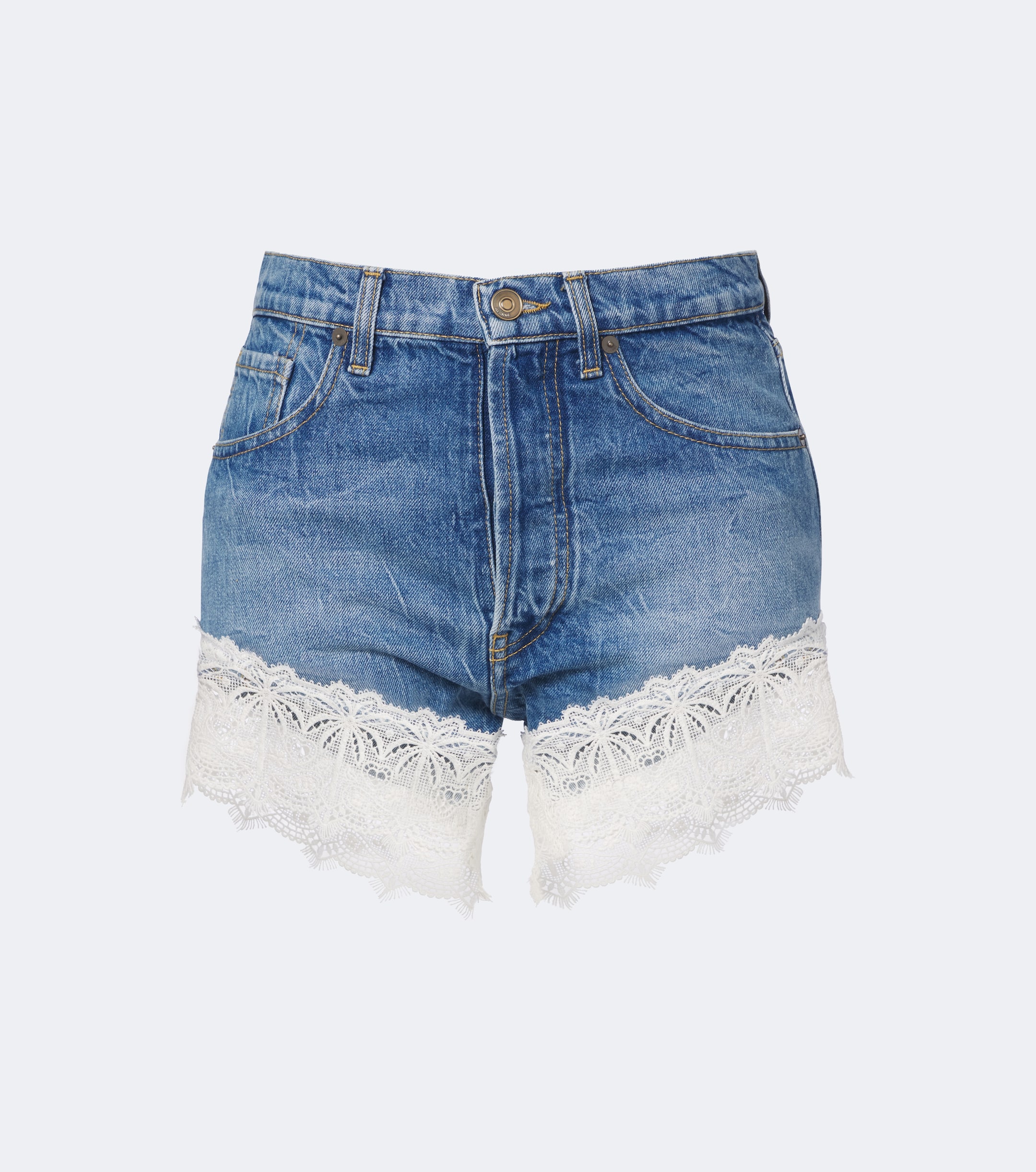 Alanui Alanui Romance lace-trimmed denim shorts