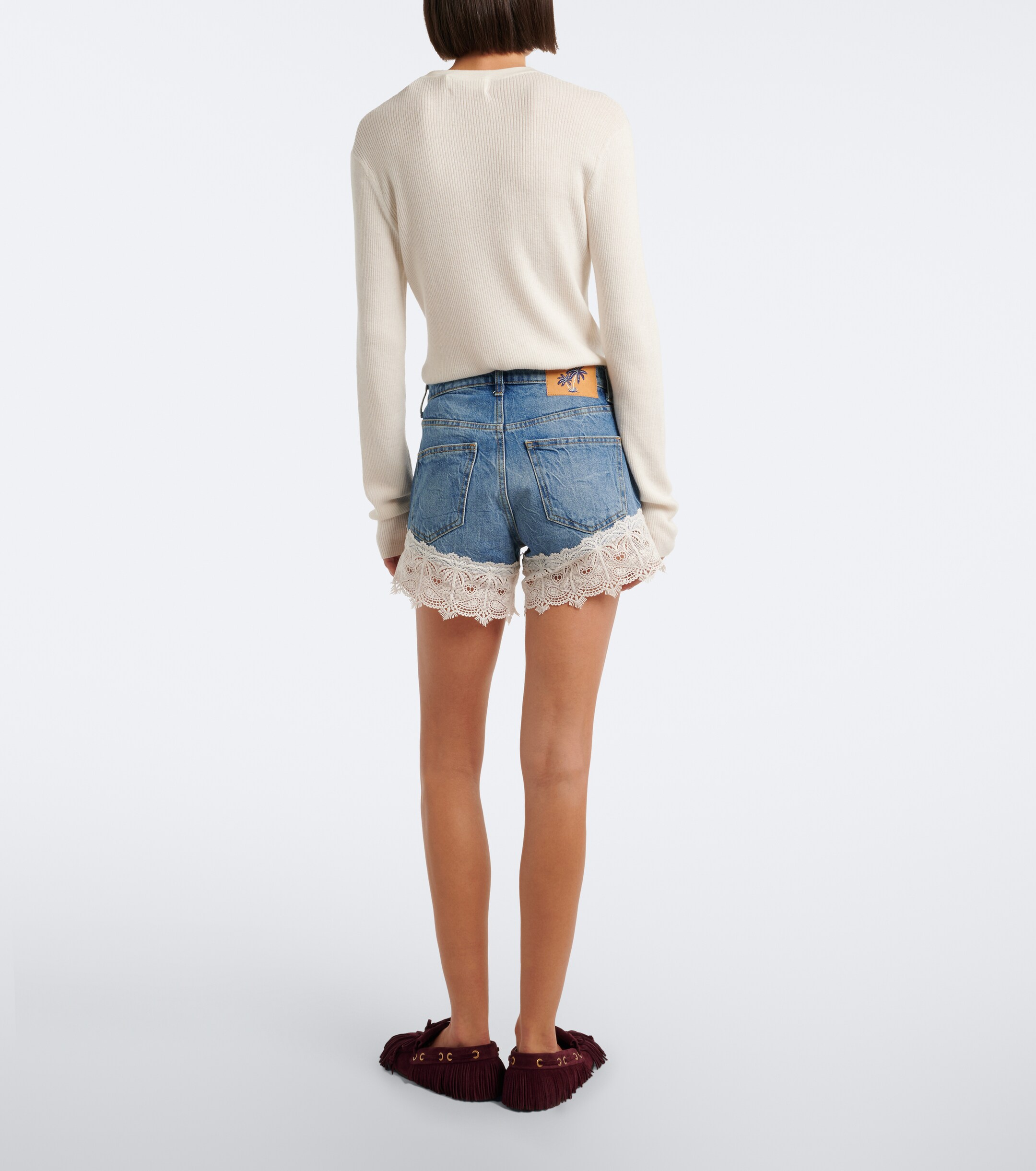 Alanui Alanui Romance lace-trimmed denim shorts