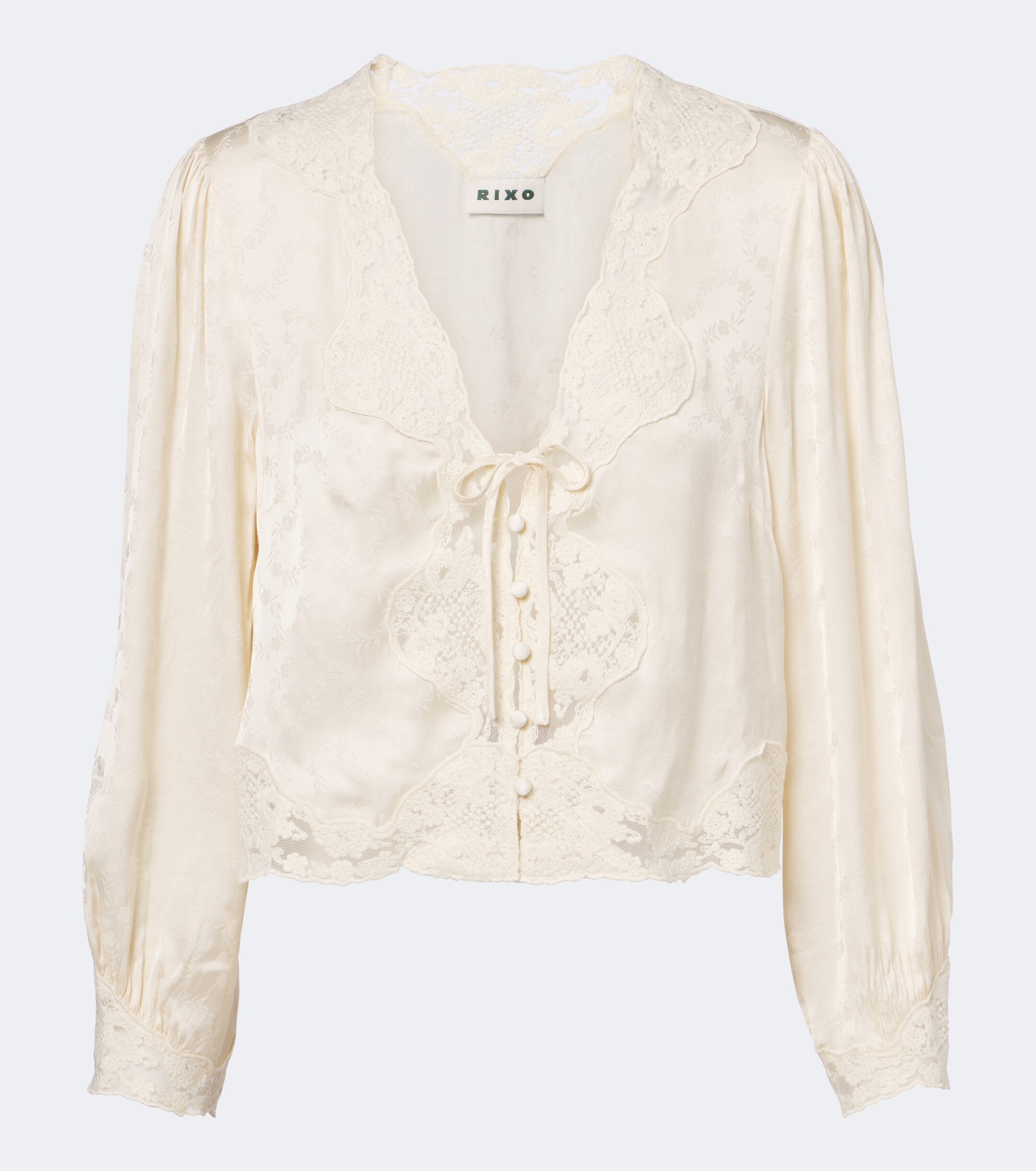 RIXO Rixo Tove embroidered floral satin blouse