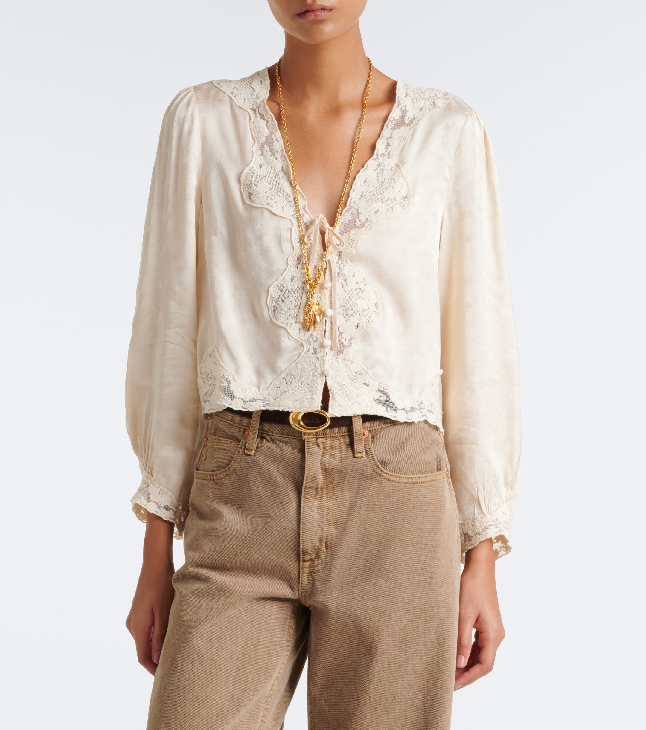 RIXO Rixo Tove embroidered floral satin blouse