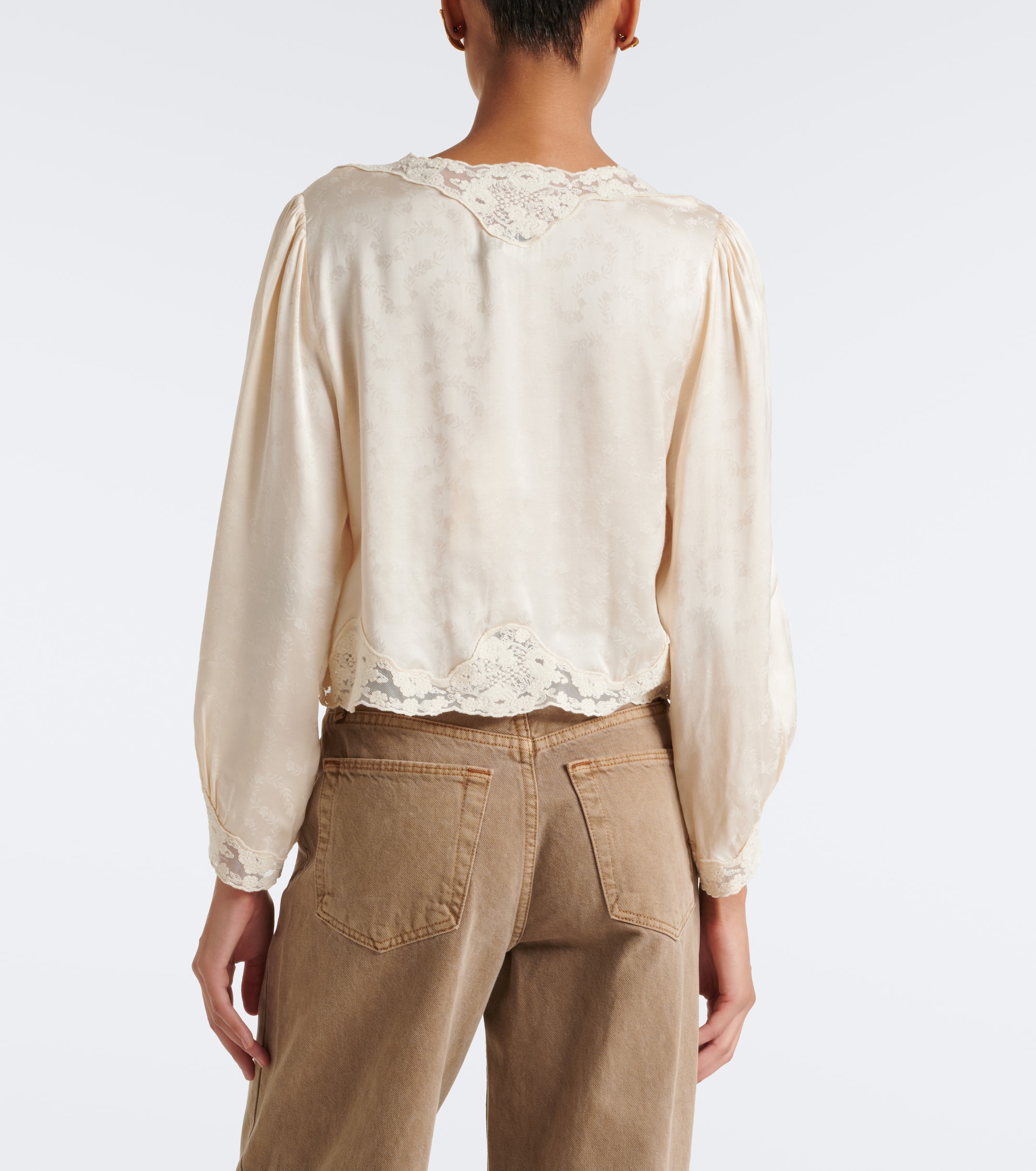 RIXO Rixo Tove embroidered floral satin blouse