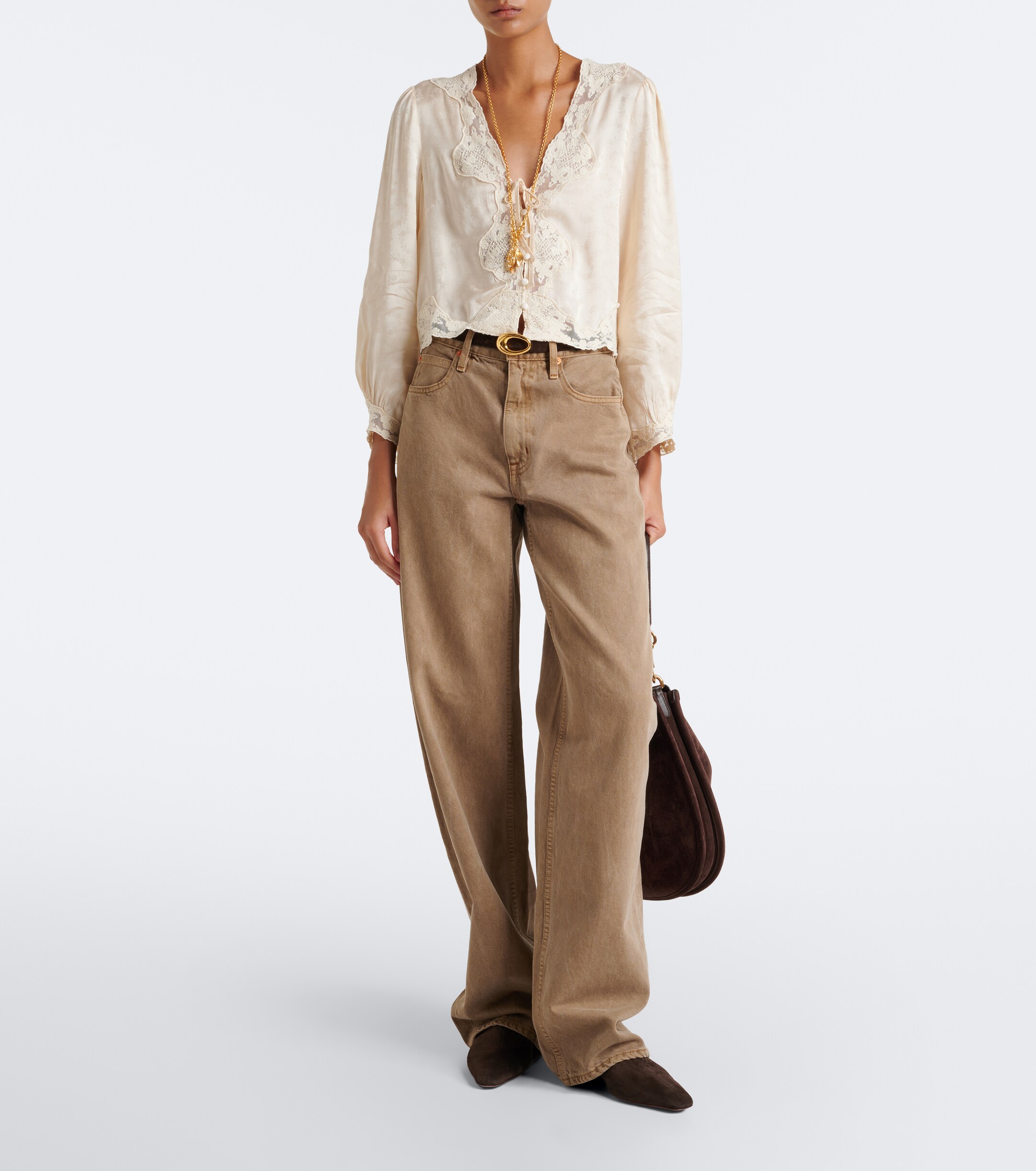 RIXO Rixo Tove embroidered floral satin blouse