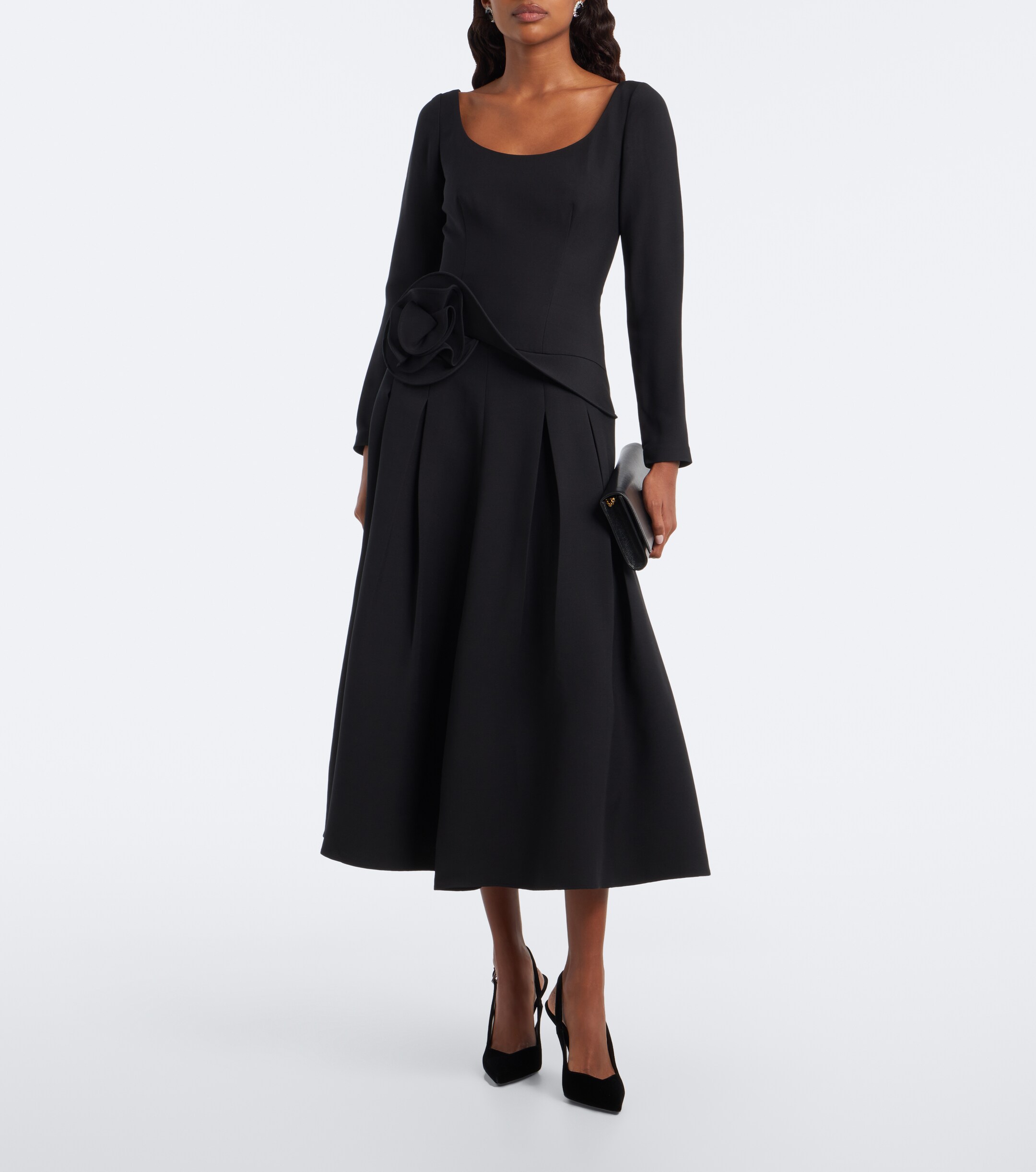 Roland Mouret Roland Mouret Floral-appliqué wool and silk midi dress