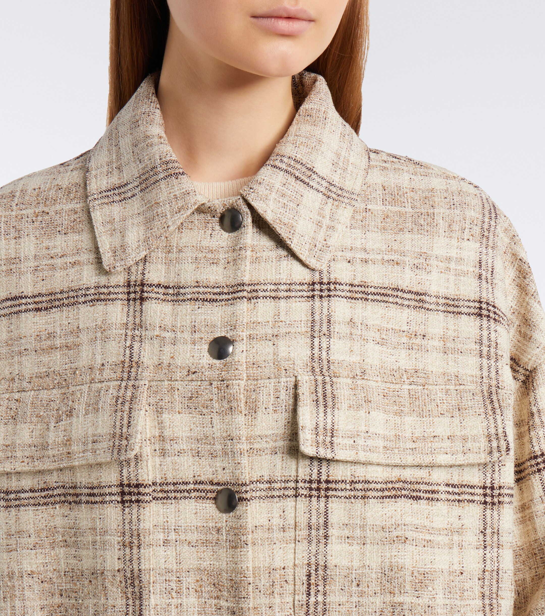 Brunello Cucinelli Brunello Cucinelli Checked cotton, silk, and hemp-blend jacket