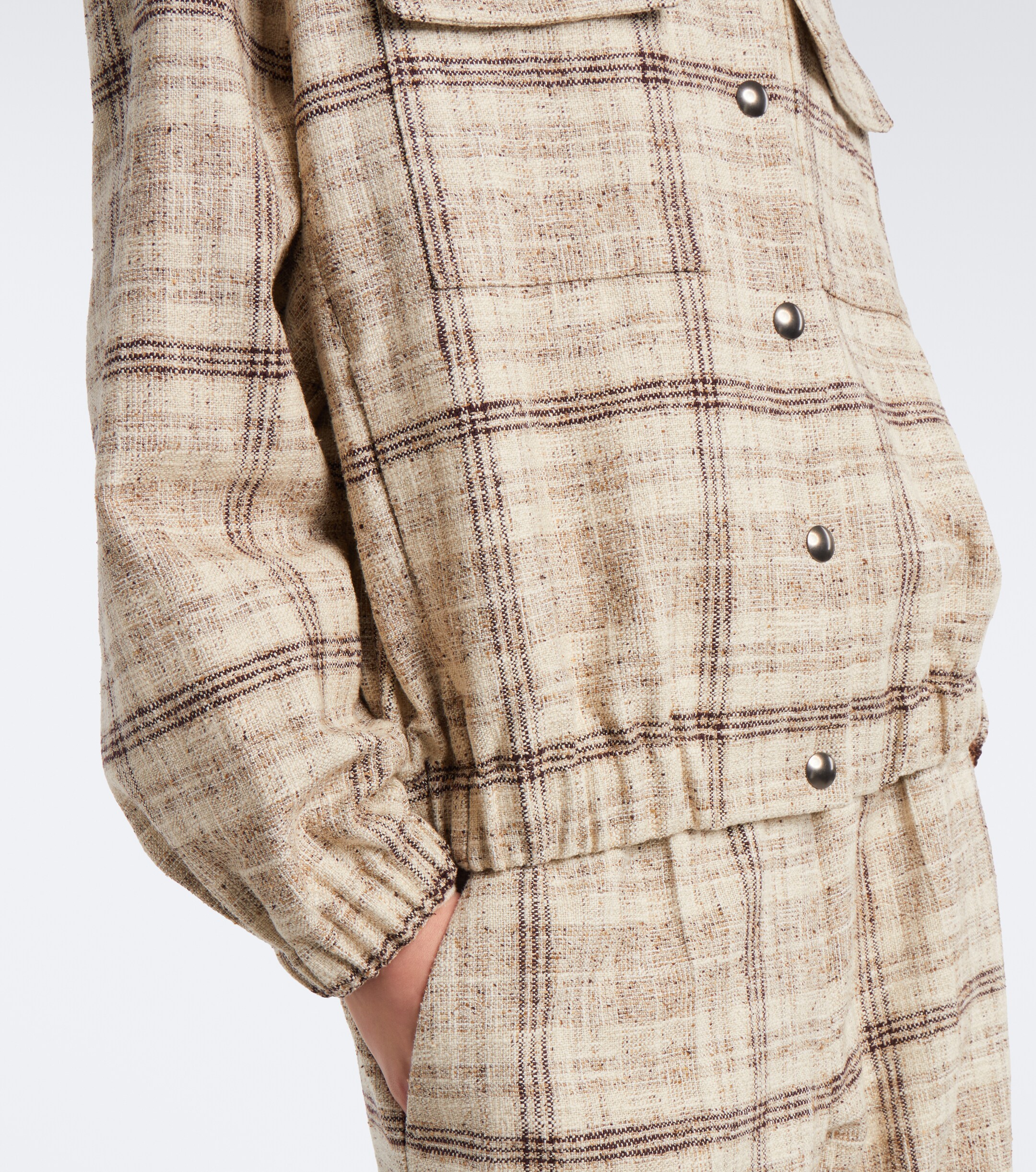 Brunello Cucinelli Brunello Cucinelli Checked cotton, silk, and hemp-blend jacket
