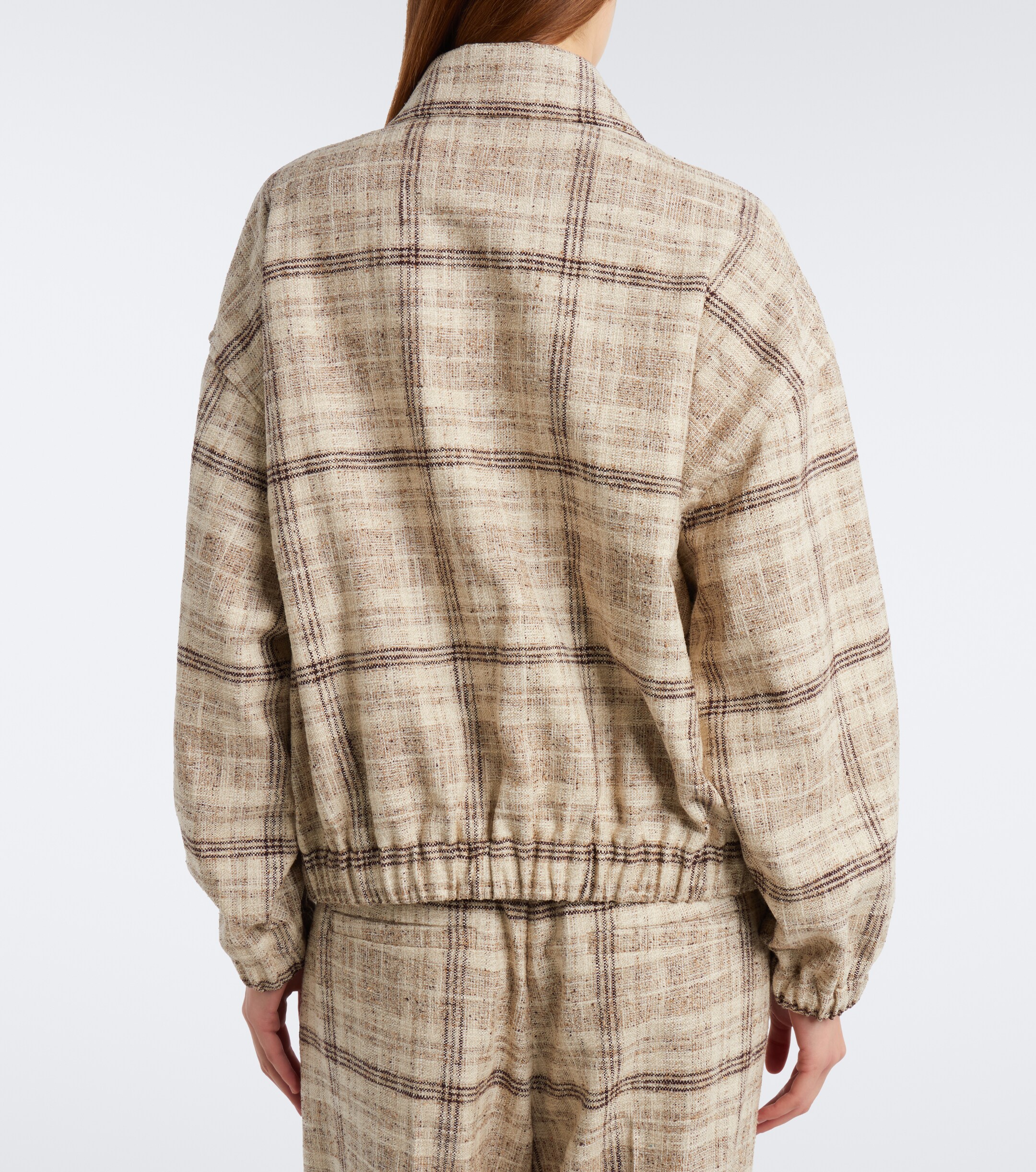 Brunello Cucinelli Brunello Cucinelli Checked cotton, silk, and hemp-blend jacket