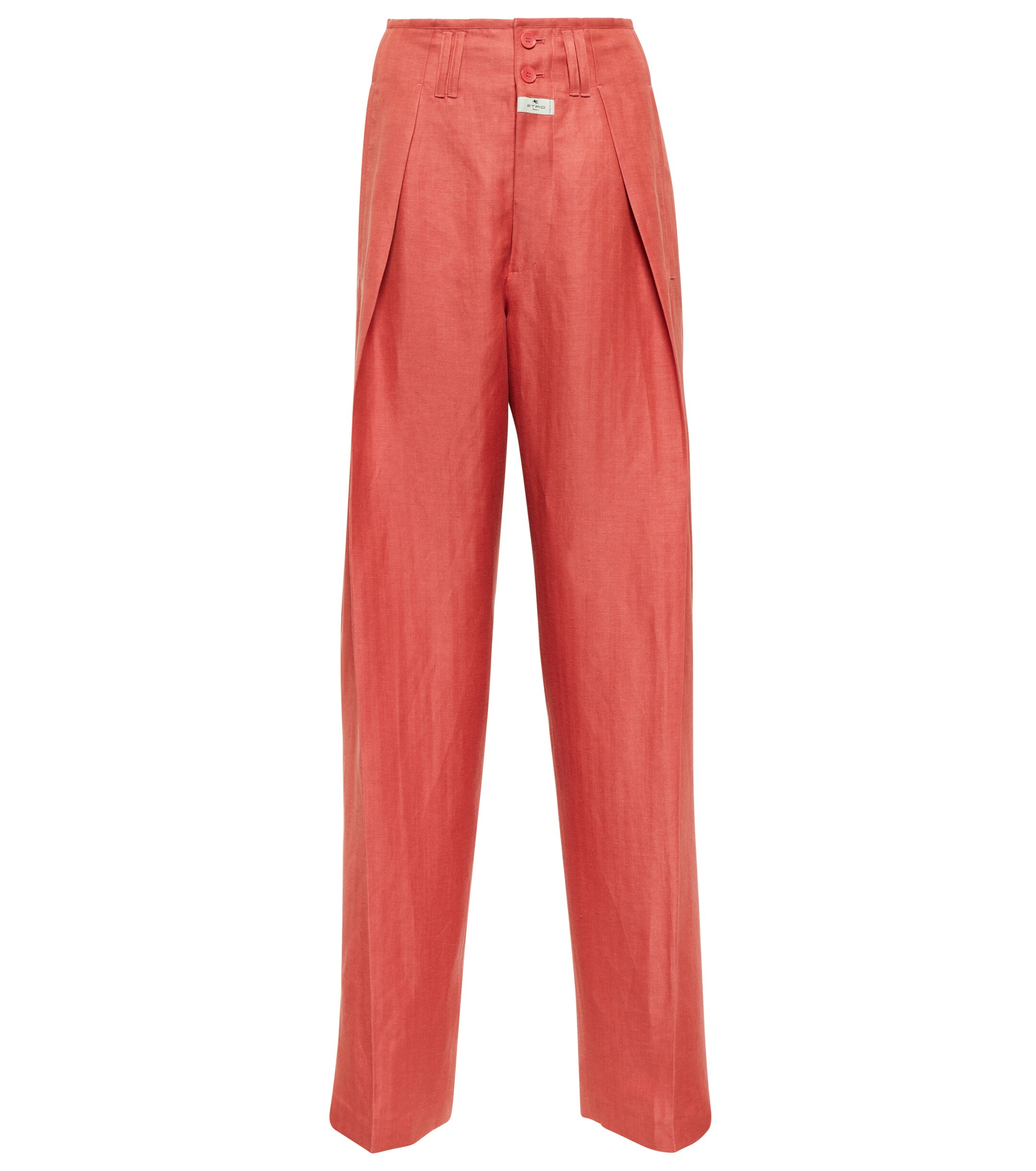 Etro High-rise linen-blend straight pants thumbnail
