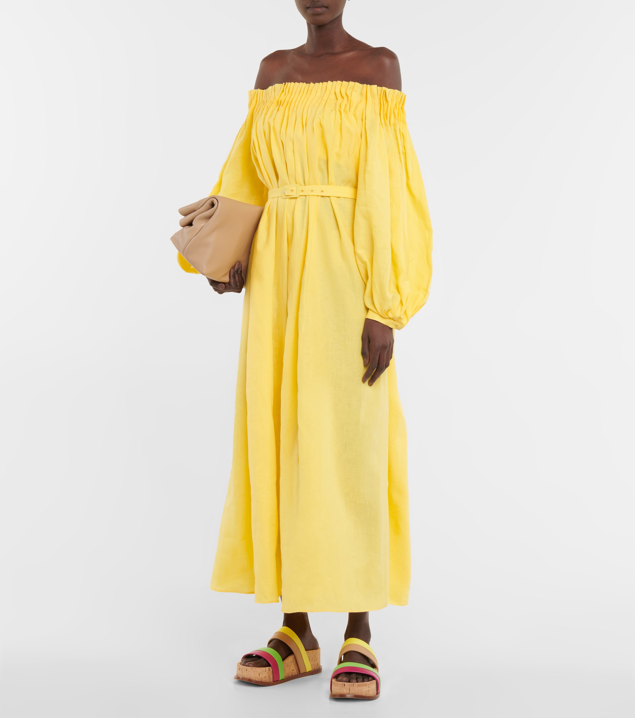 off the shoulder linen maxi dress Camilla Bow Sleeve Maxi Dress Azul Adventures, XL/XXL BLUE