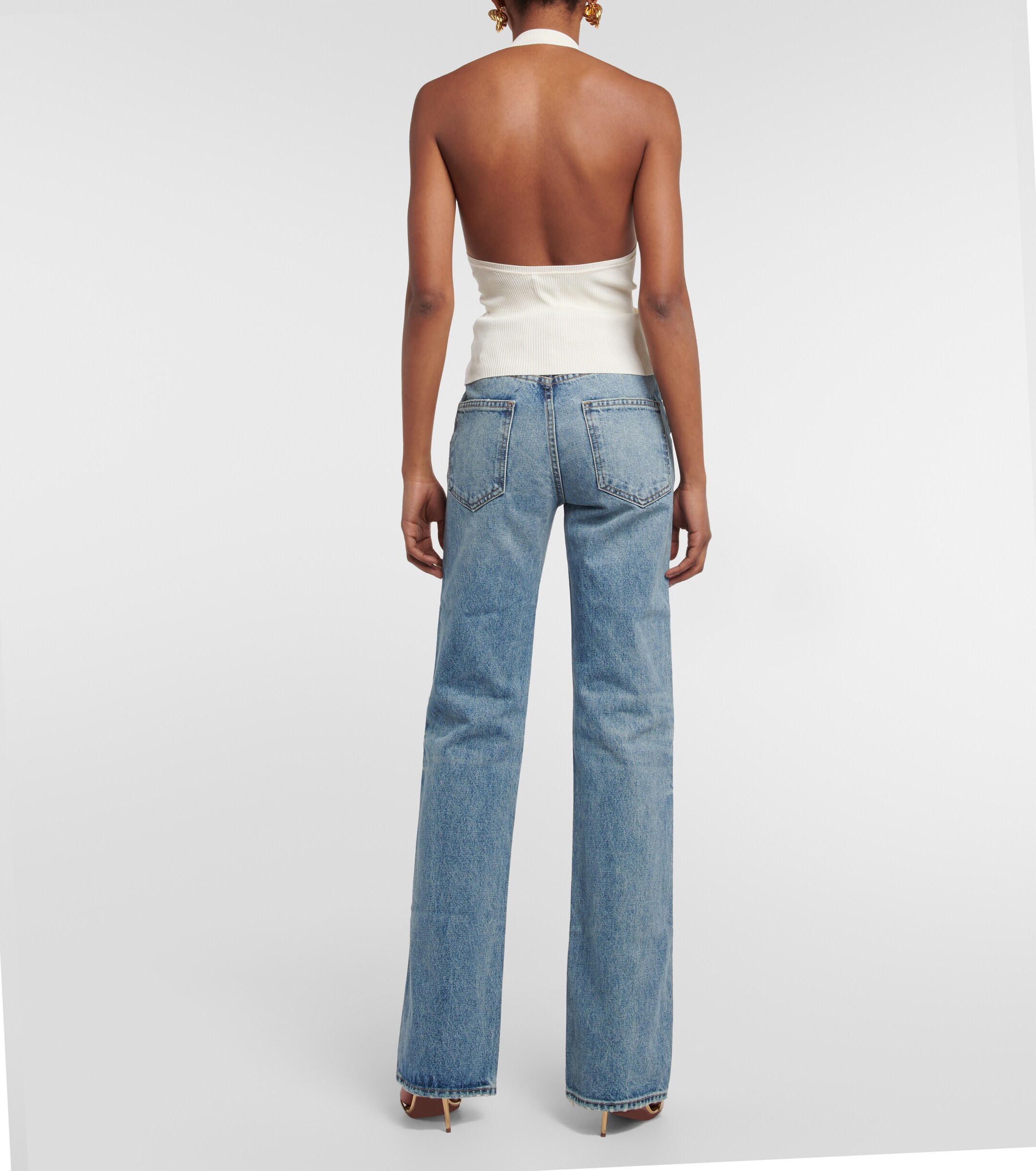 Nili Lotan Ivey ribbed-knit halterneck silk top thumbnail