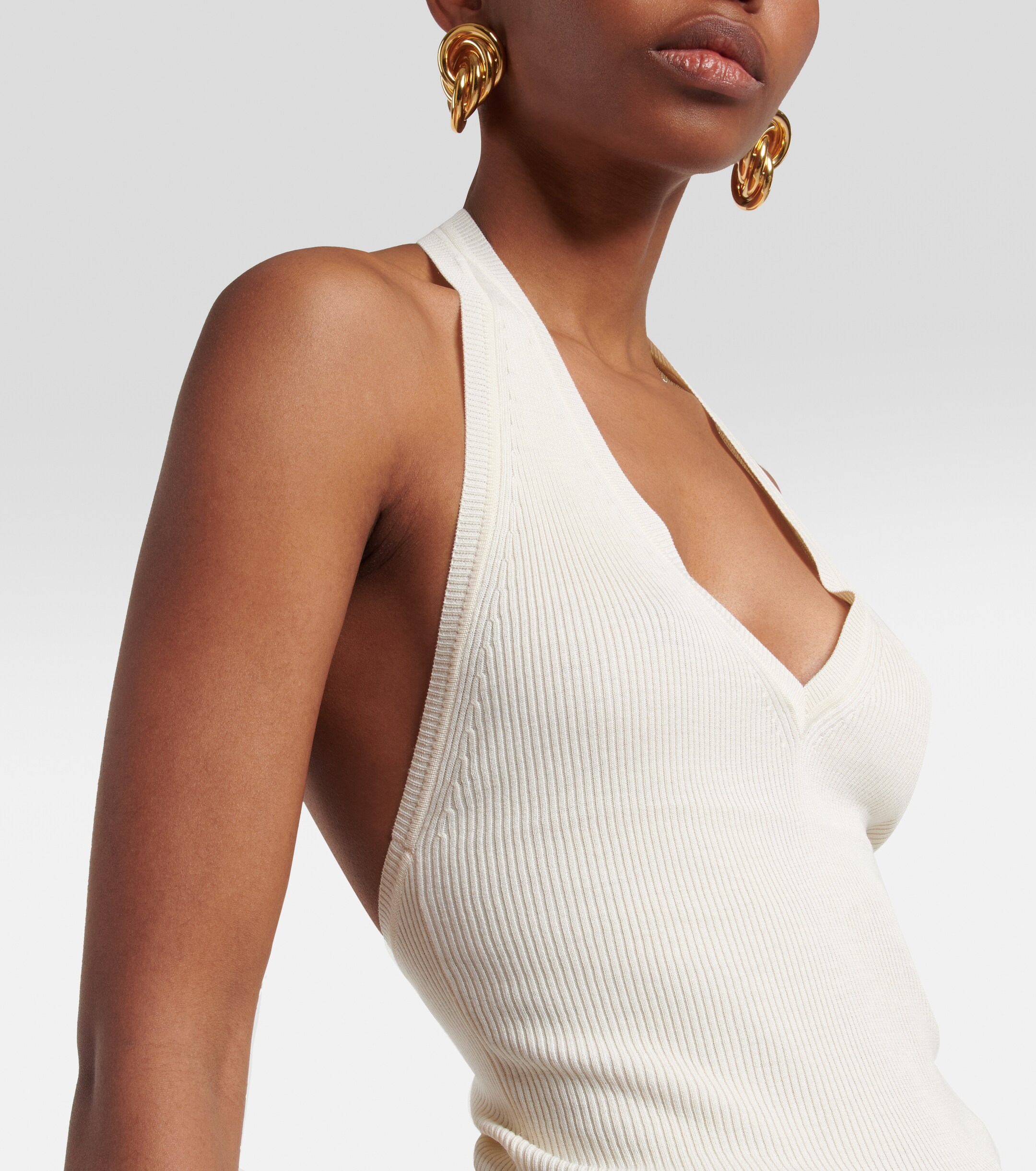 Nili Lotan Ivey ribbed-knit halterneck silk top thumbnail