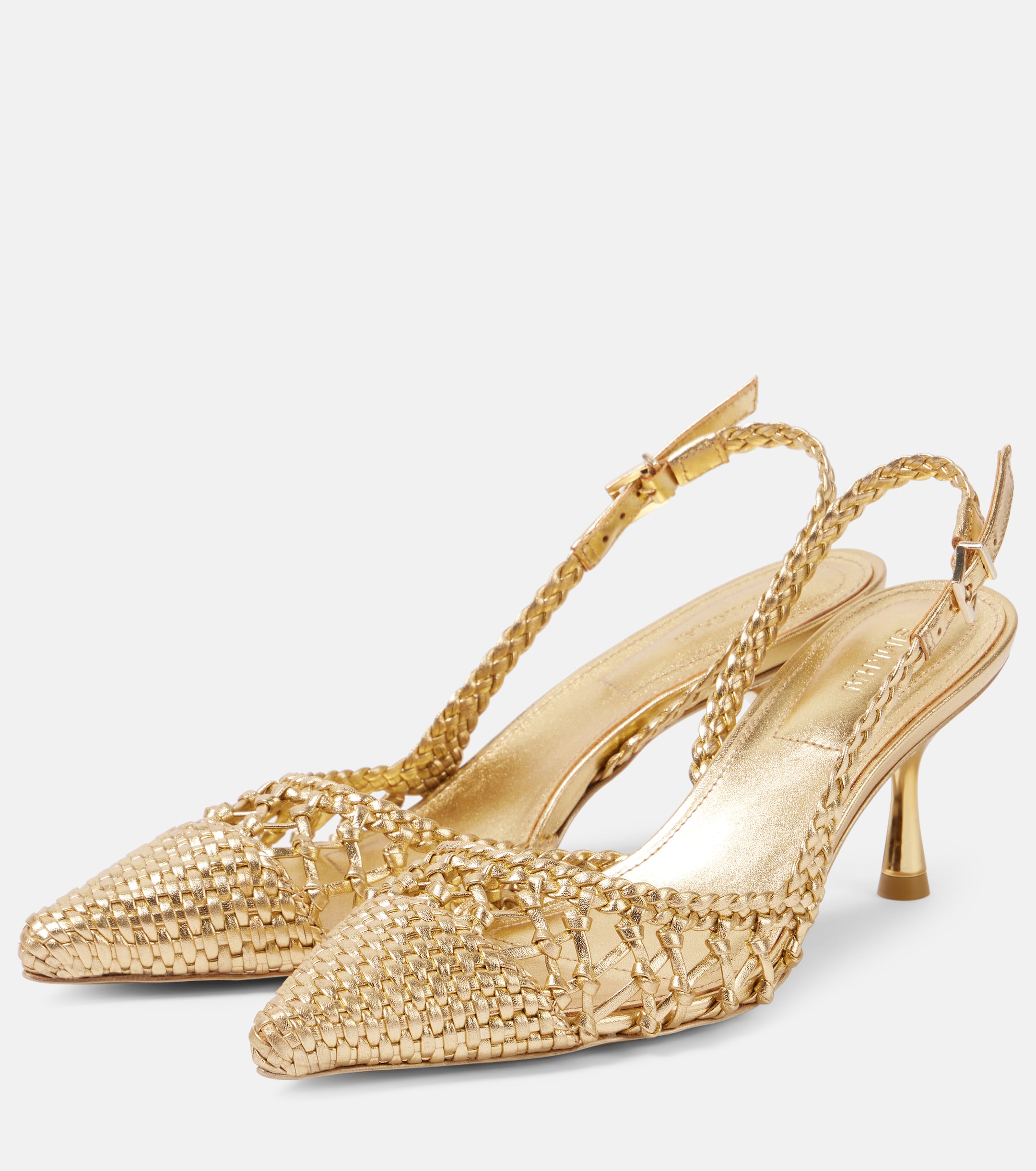 SIMKHAI Dylan metallic leather slingback pumps thumbnail