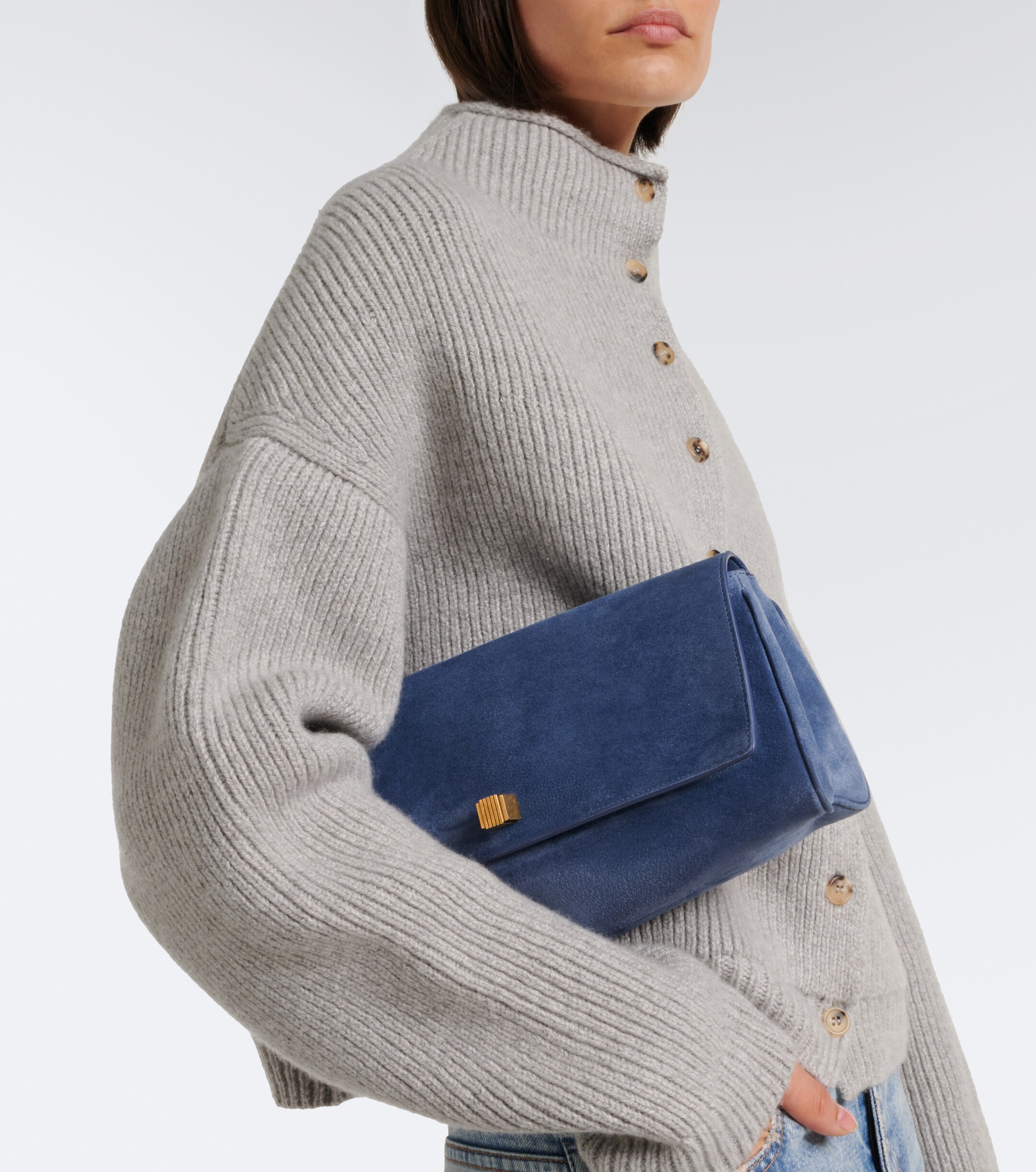 KHAITE Khaite Audrey Medium suede clutch