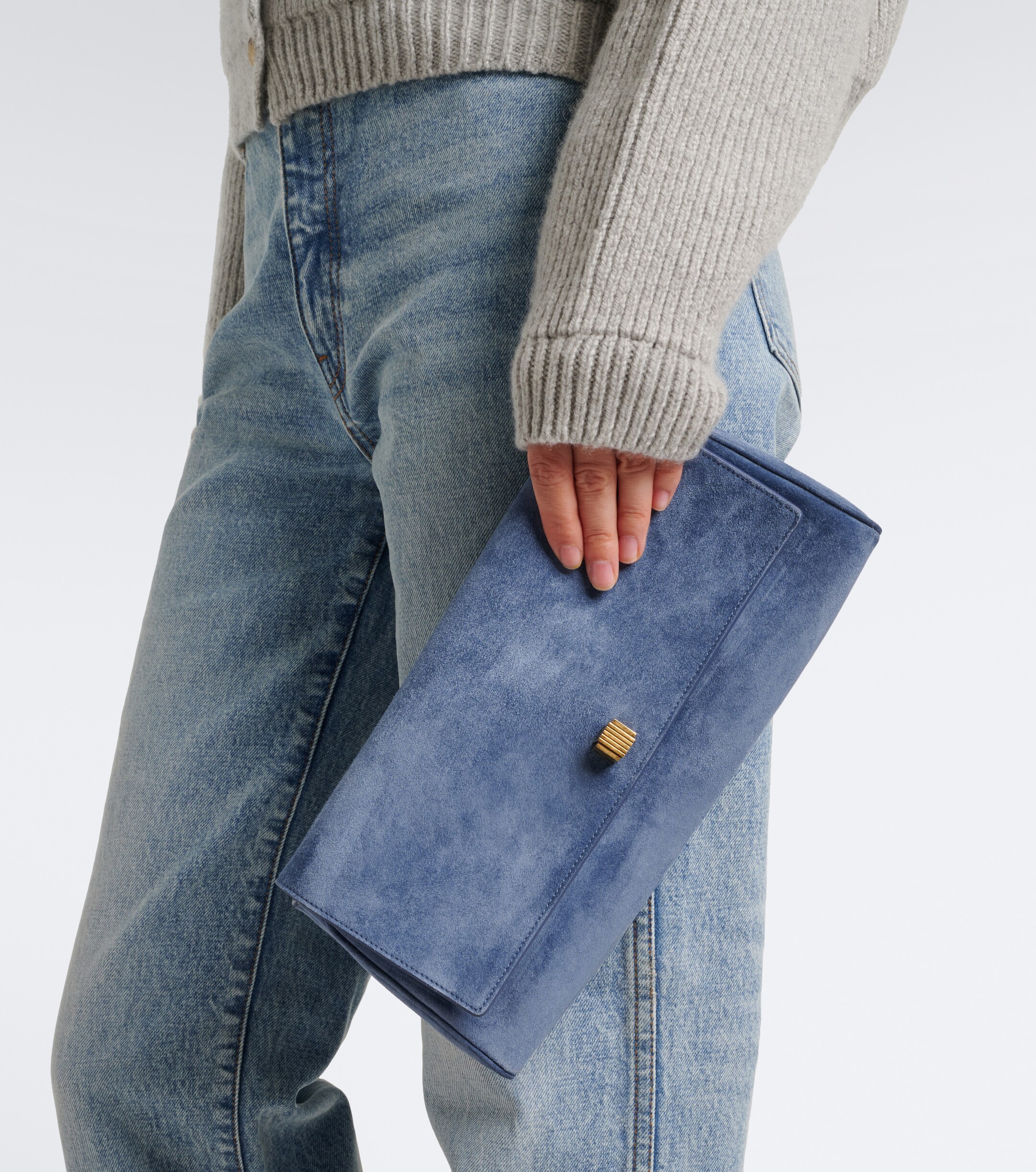 KHAITE Khaite Audrey Medium suede clutch