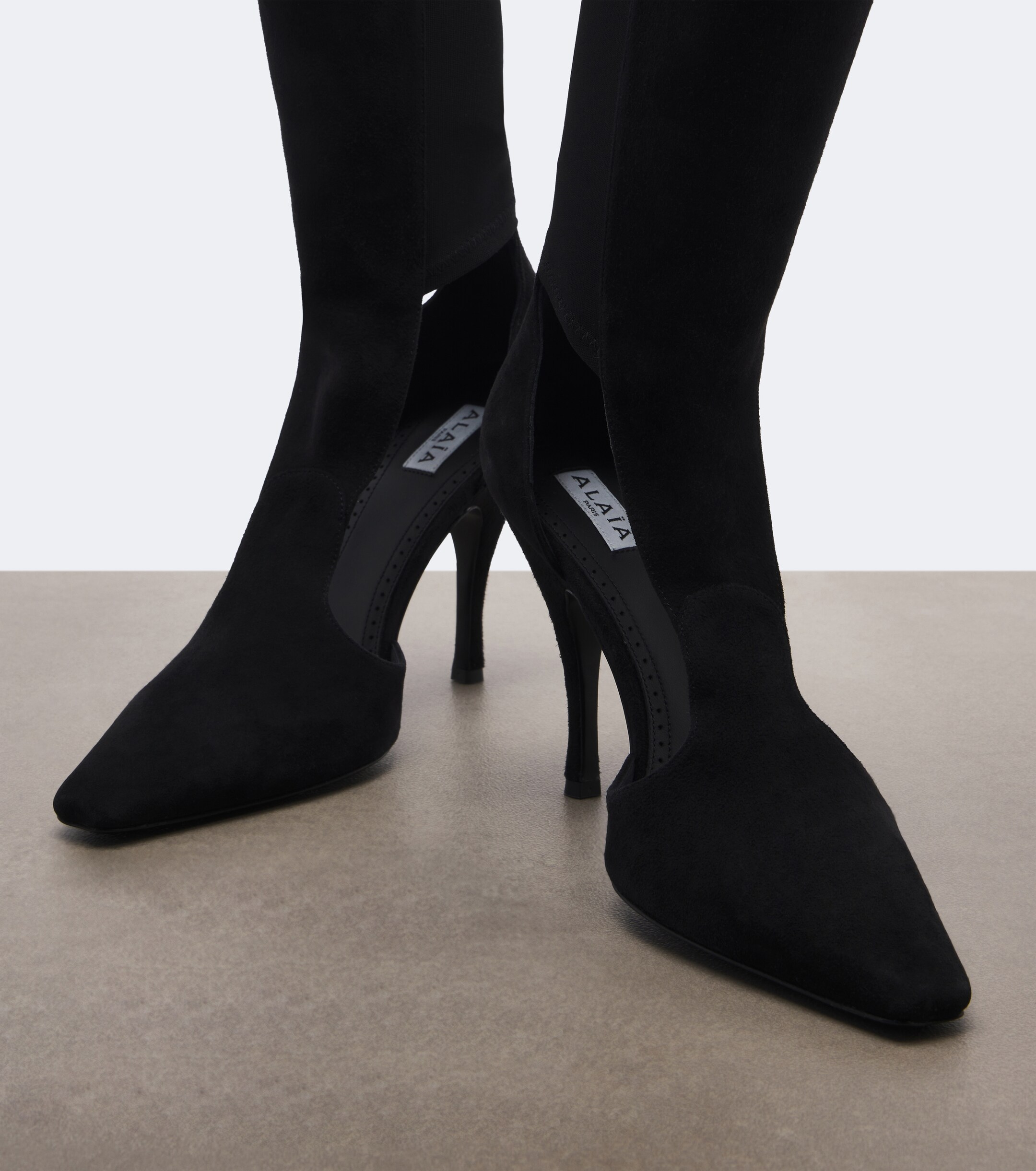 Alaïa Alaïa Cut-out suede knee-high boots