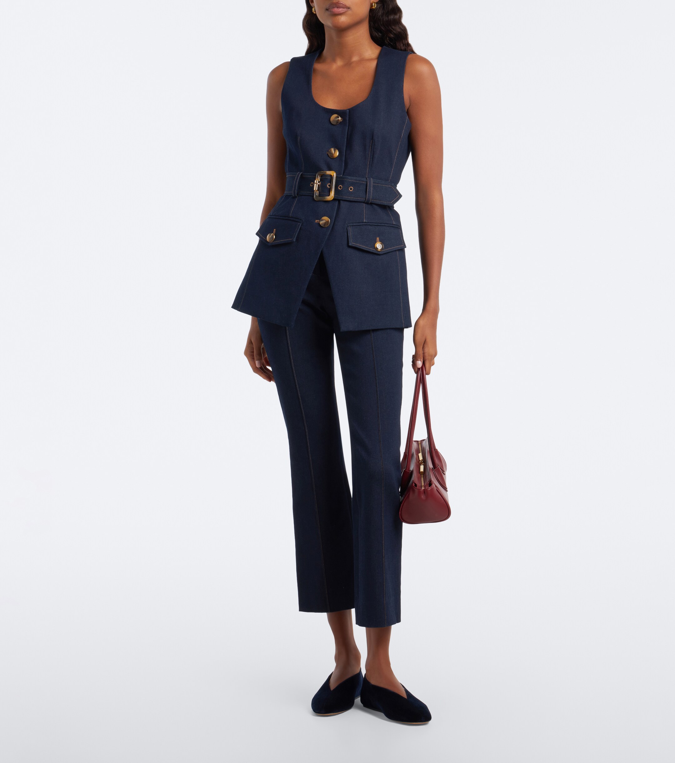 Veronica Beard Veronica Beard Becker belted denim vest
