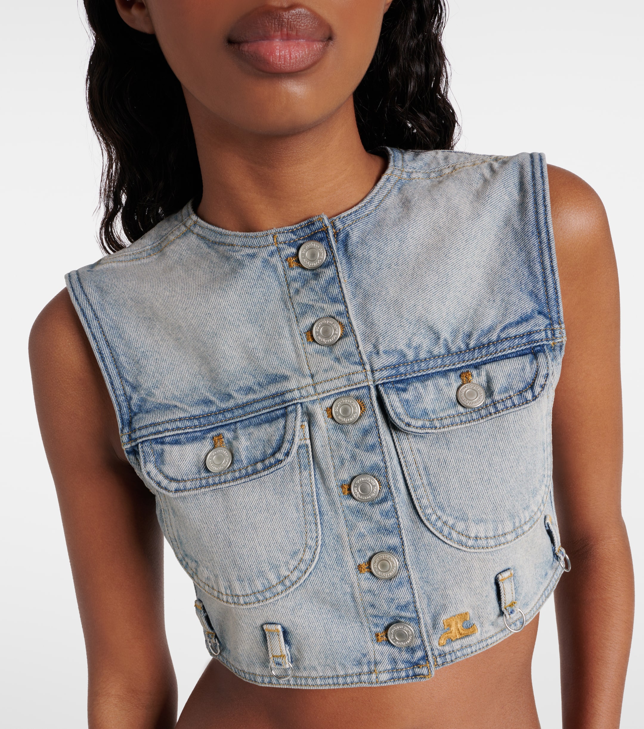 Courrèges Cropped denim vest