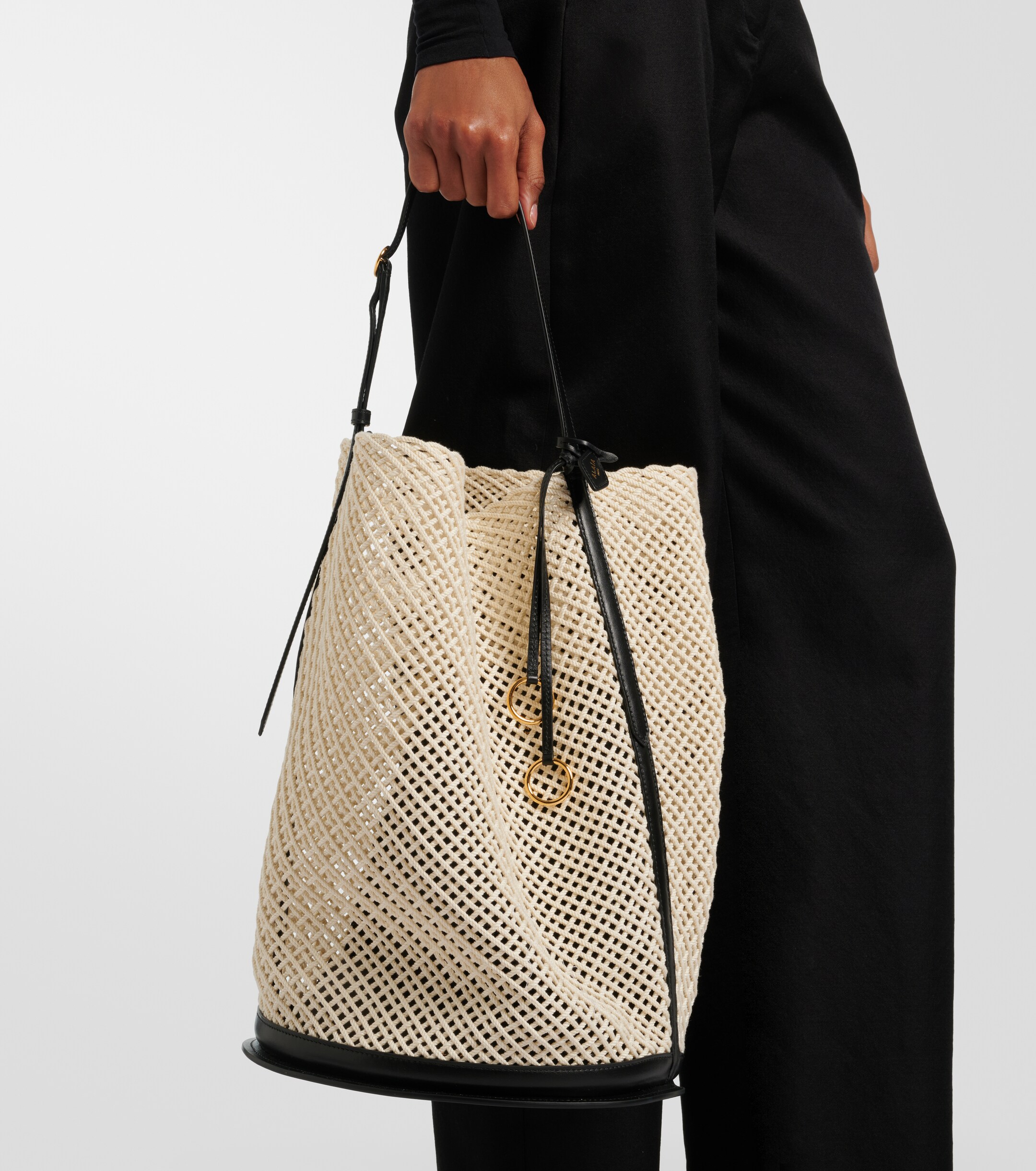 Alaïa Hip Large leather-trimmed bucket bag