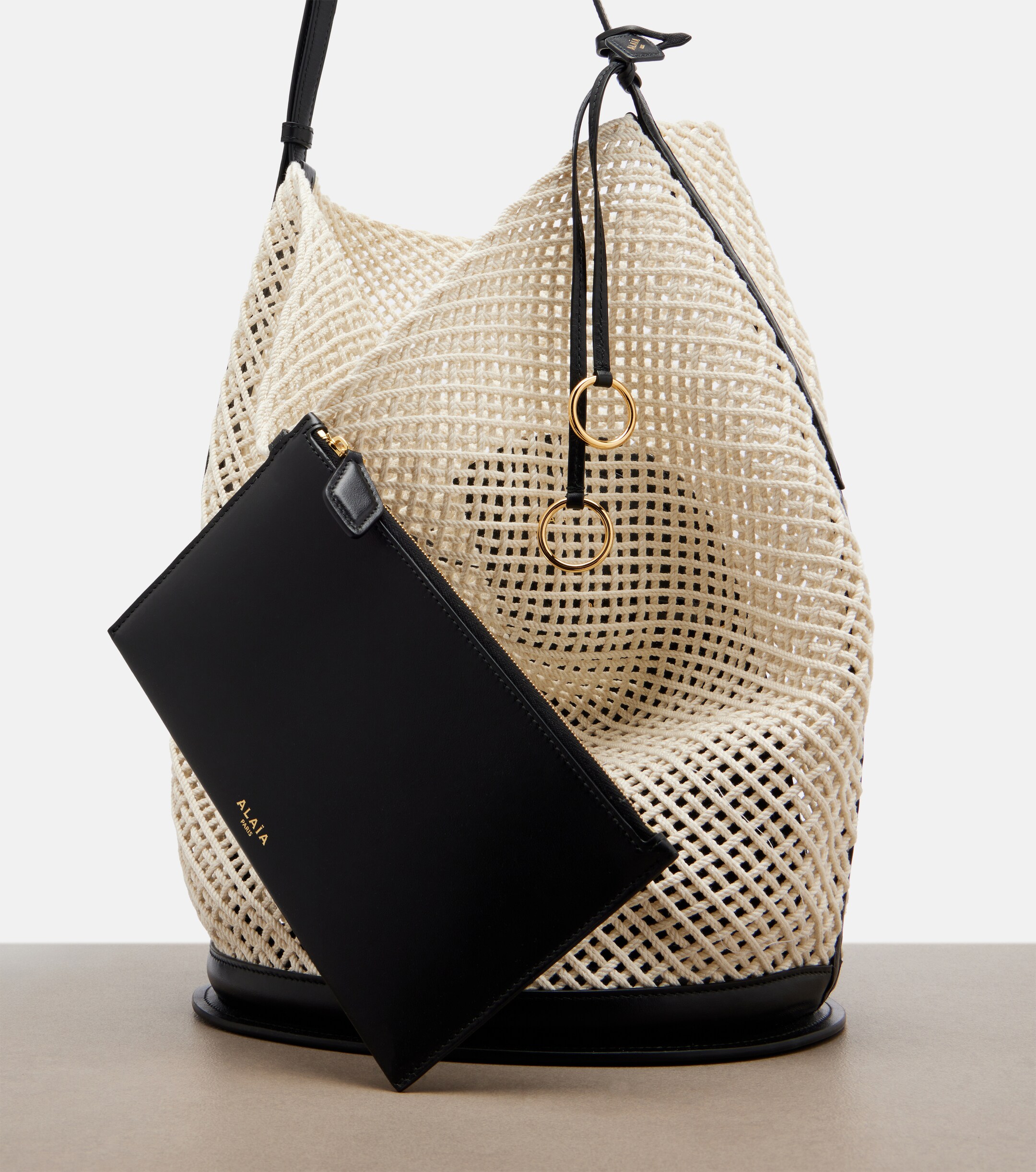 Alaïa Hip Large leather-trimmed bucket bag