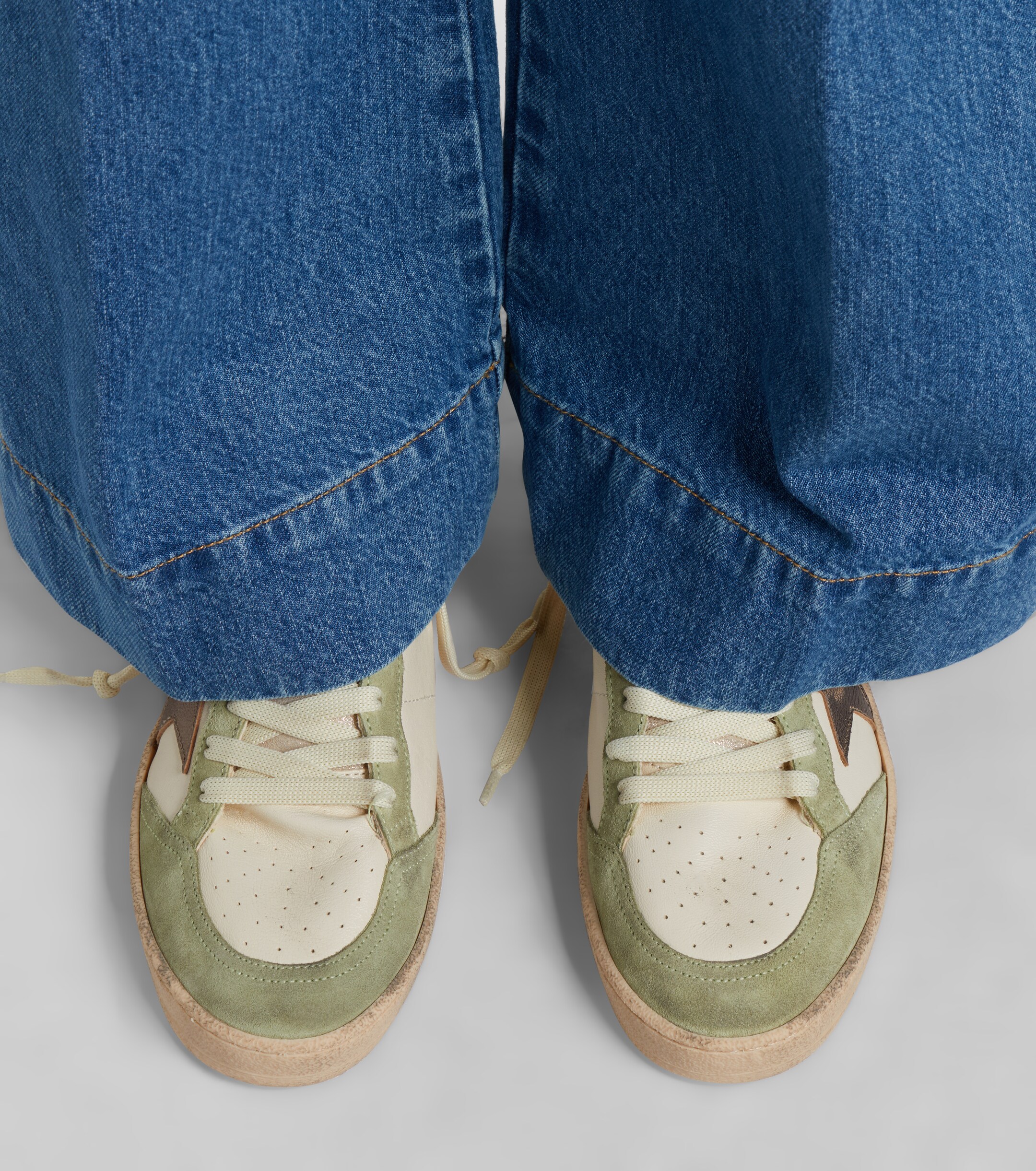 Golden Goose Golden Goose Ball Star suede-trimmed leather sneakers