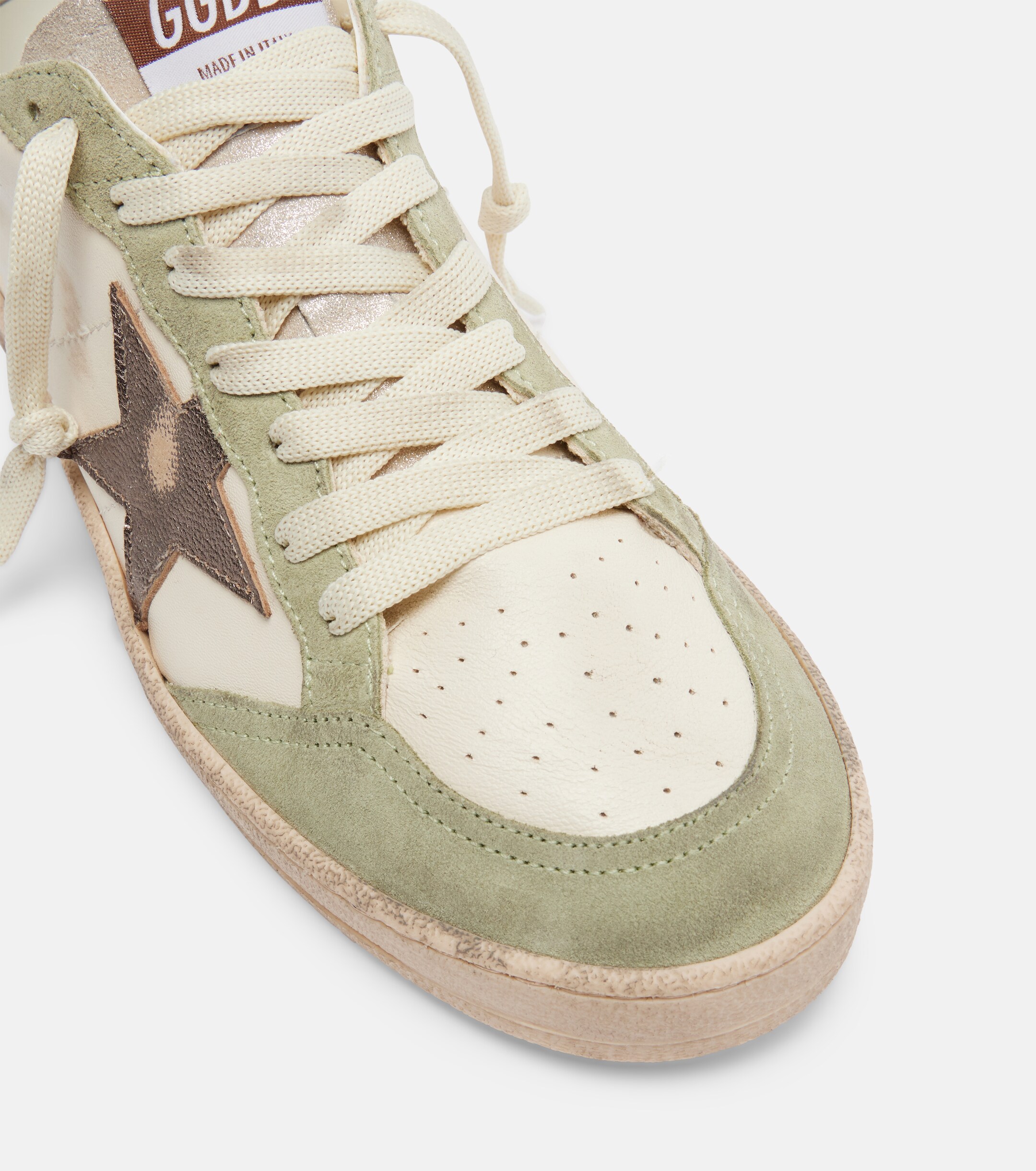 Golden Goose Golden Goose Ball Star suede-trimmed leather sneakers