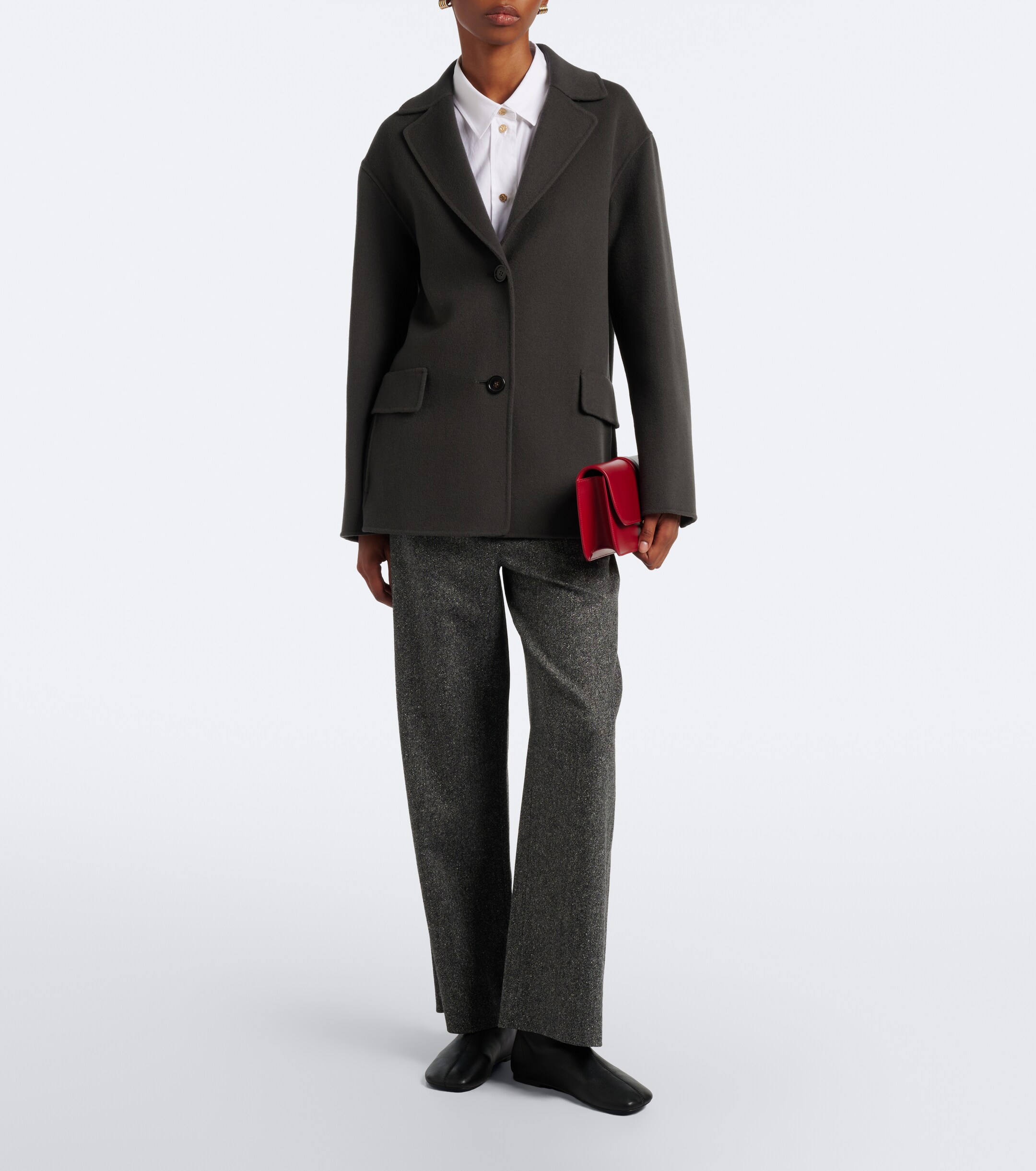 S Max Mara 'S Max Mara Wool and silk-blend flannel wide-leg pants