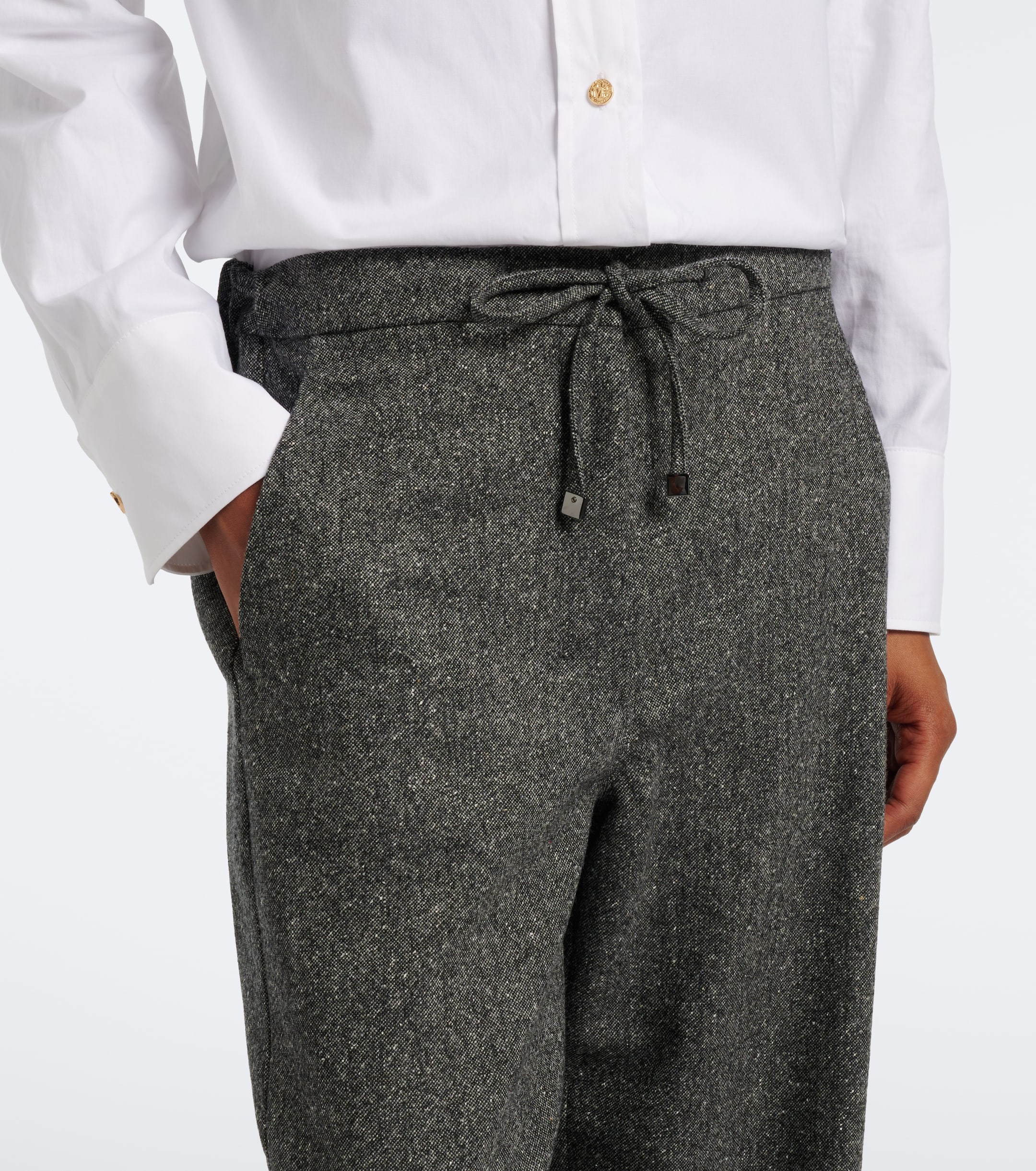 S Max Mara 'S Max Mara Wool and silk-blend flannel wide-leg pants