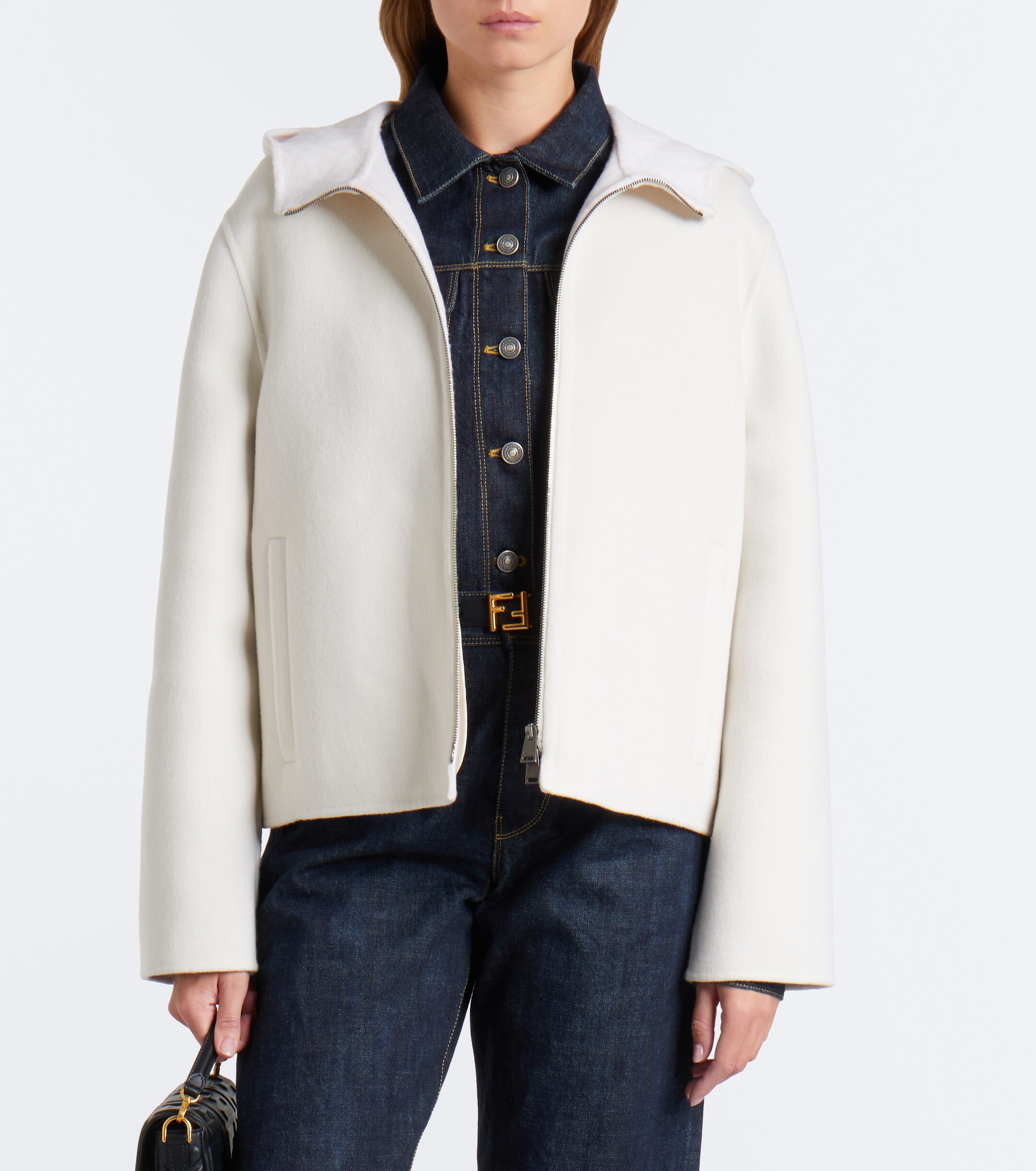 Fendi Fendi Hooded wool and silk jacket