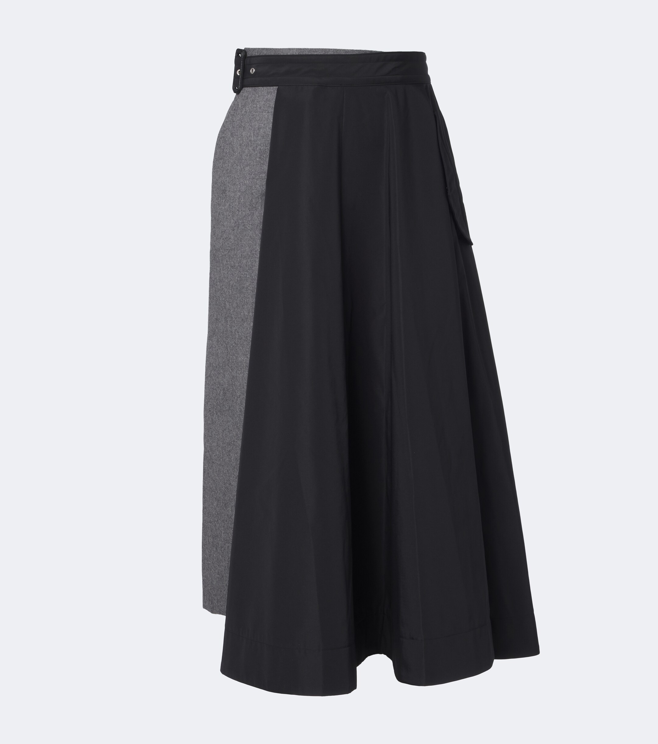 Sacai Sacai Paneled taffeta and wool flannel midi skirt