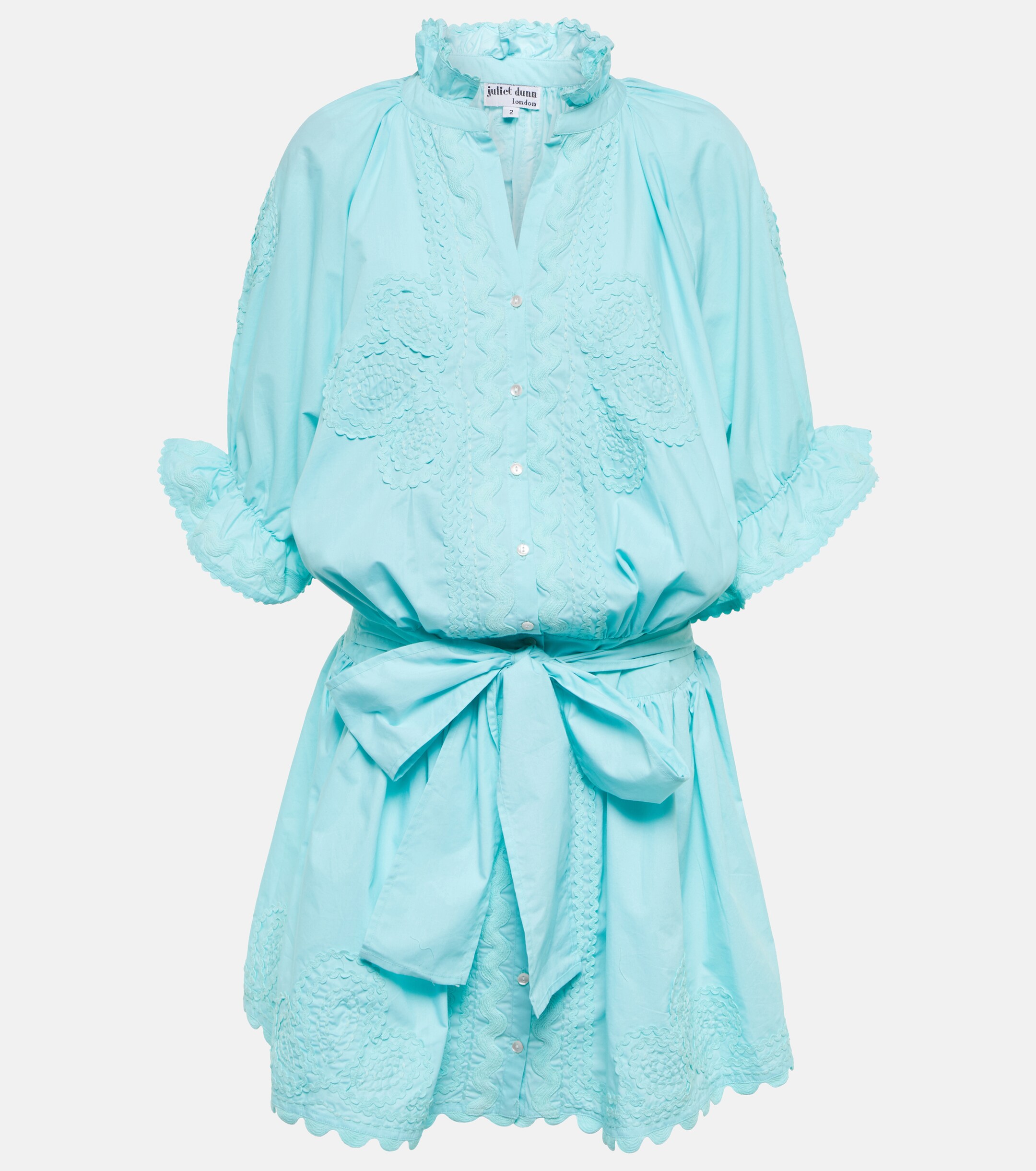 Juliet Dunn Embroidered cotton poplin minidress