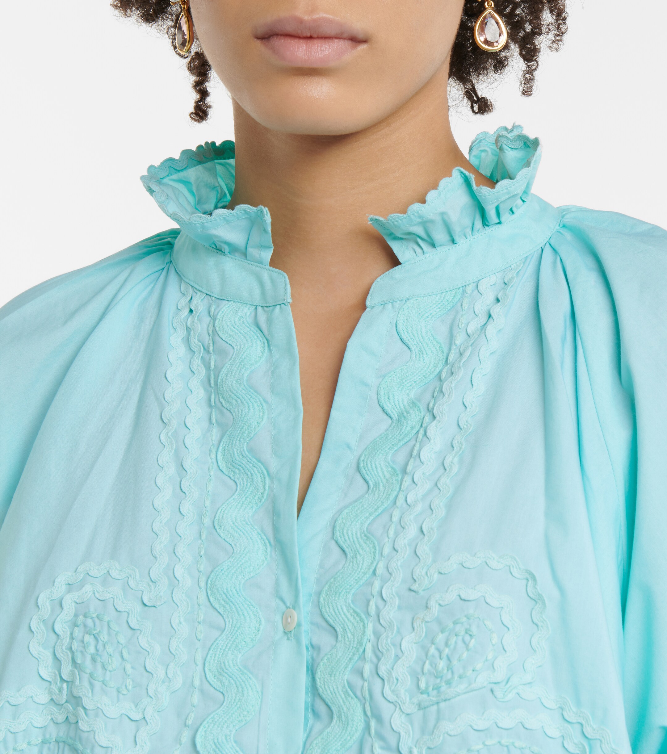 Juliet Dunn Embroidered cotton poplin minidress