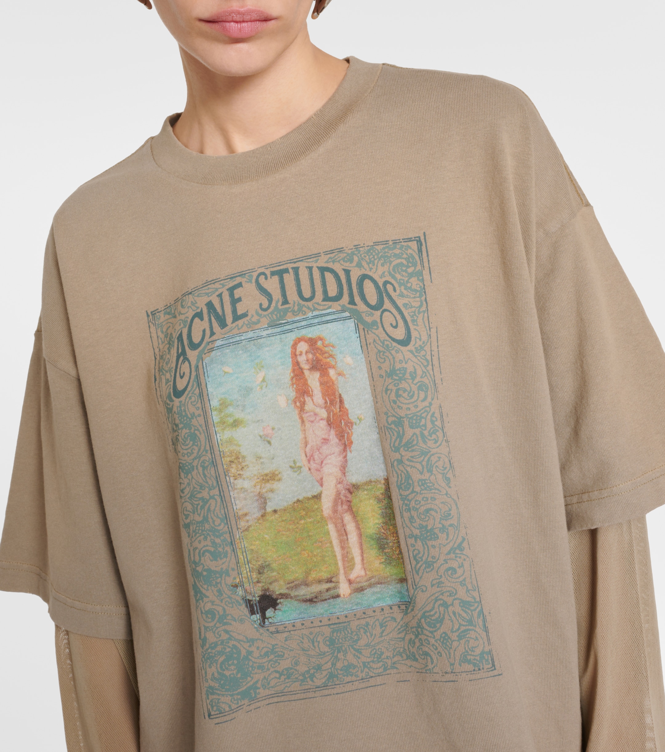 Acne Studios Layered printed cotton jersey T-shirt thumbnail