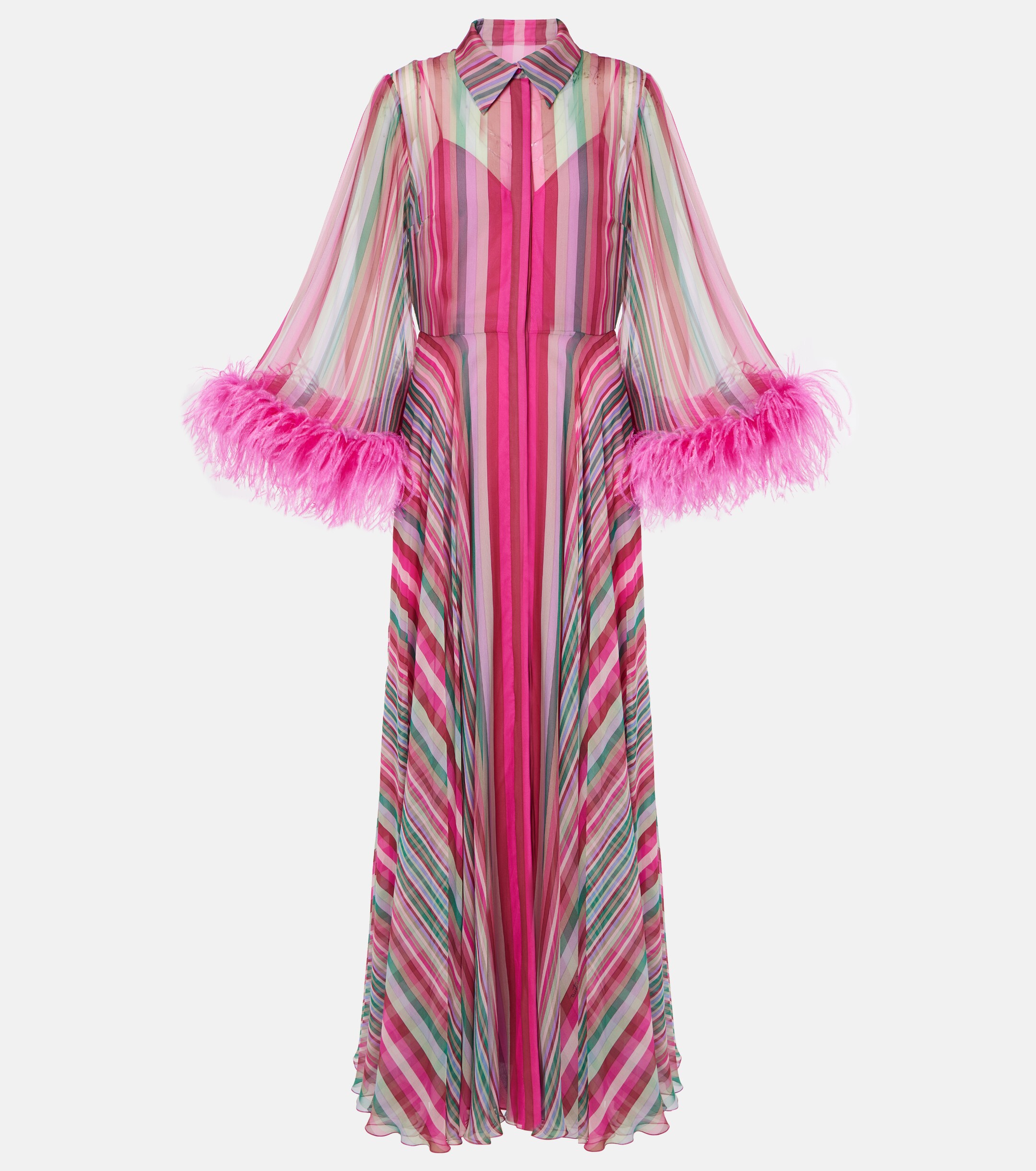 Valentino Feather-trimmed silk chiffon gown thumbnail